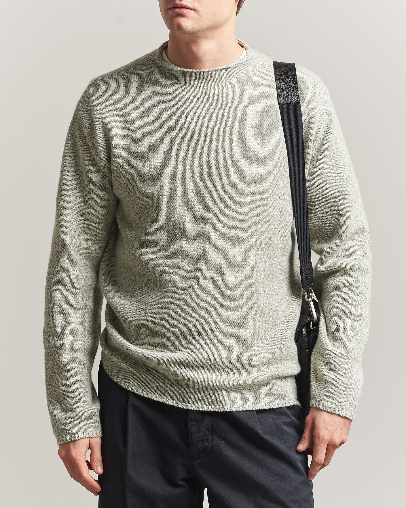 Hombres | Jerséis y prendas de punto | Auralee | Cashmere/Silk Crew Neck Mint Melange