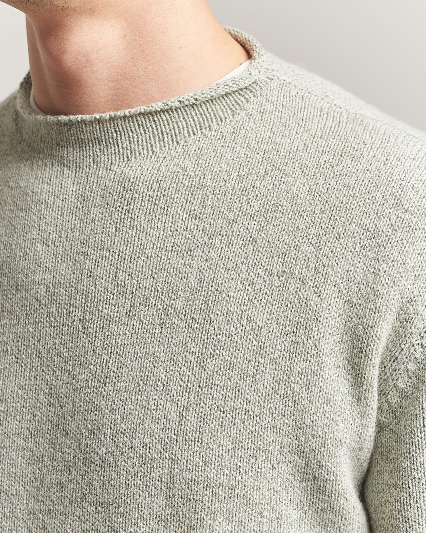 Hombres | Jerséis y prendas de punto | Auralee | Cashmere/Silk Crew Neck Mint Melange