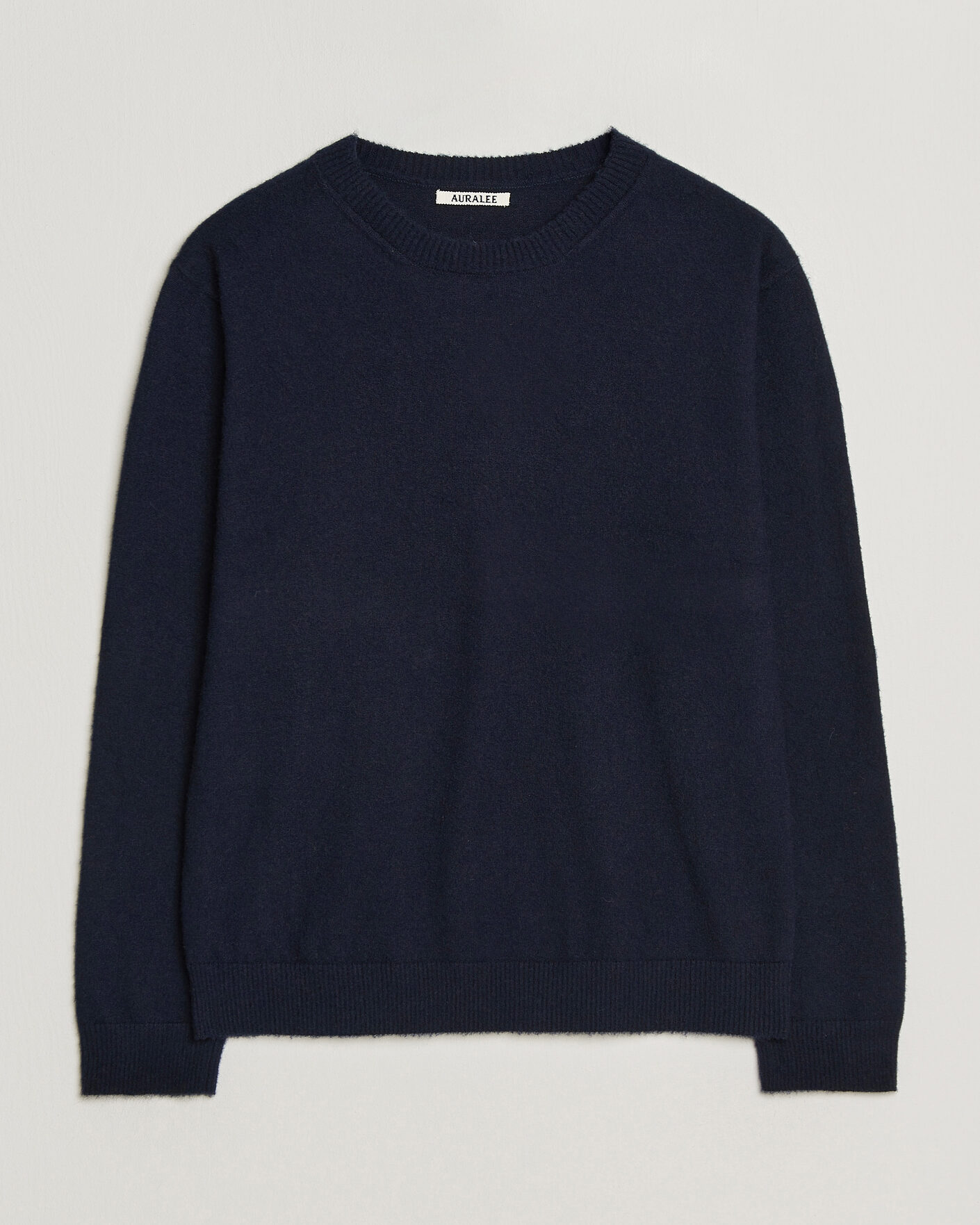 Hombres | Jerséis y prendas de punto | Auralee | Brushed Cashmere/Cotton Crew Neck Navy