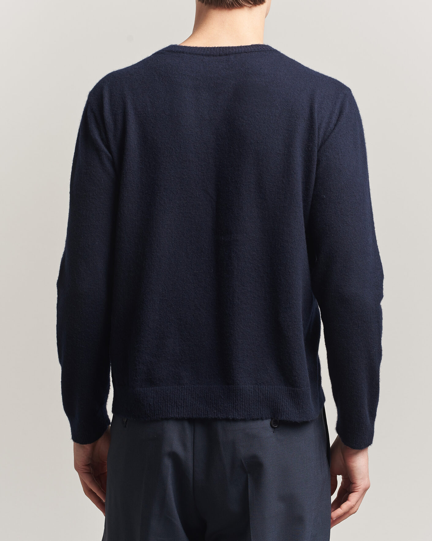 Hombres | Jerséis y prendas de punto | Auralee | Brushed Cashmere/Cotton Crew Neck Navy