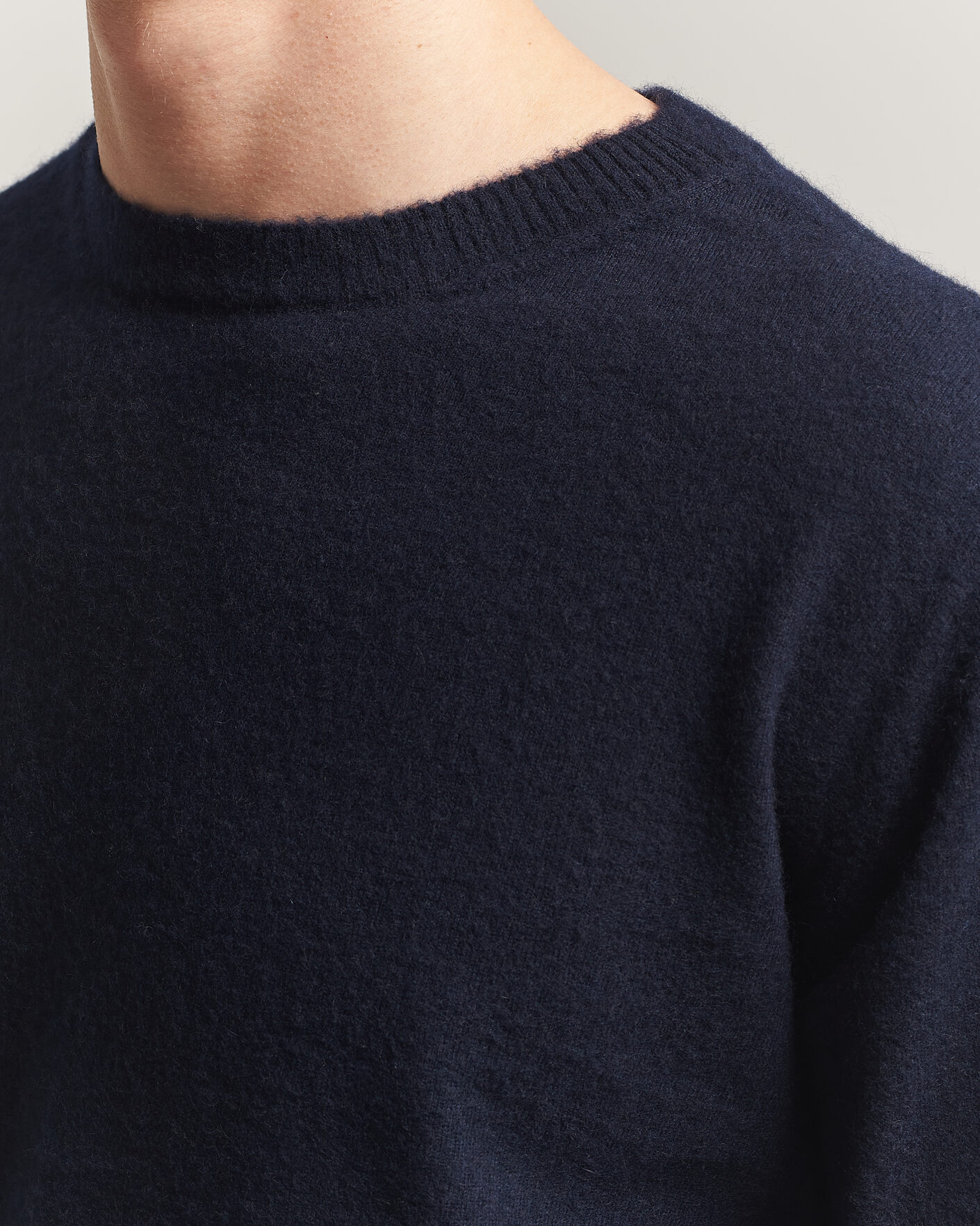 Hombres | Jerséis y prendas de punto | Auralee | Brushed Cashmere/Cotton Crew Neck Navy