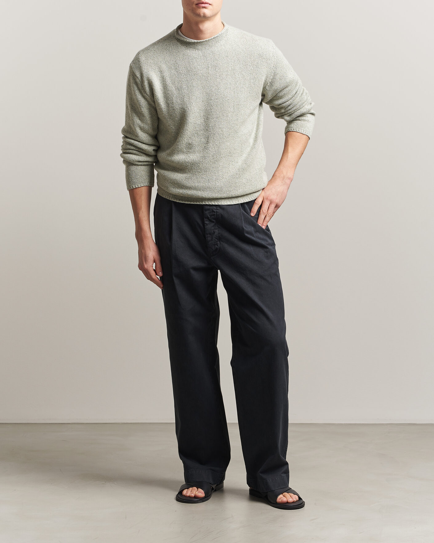 Hombres | Pantalones | Auralee | Garment Dyed Finx Chinos Black