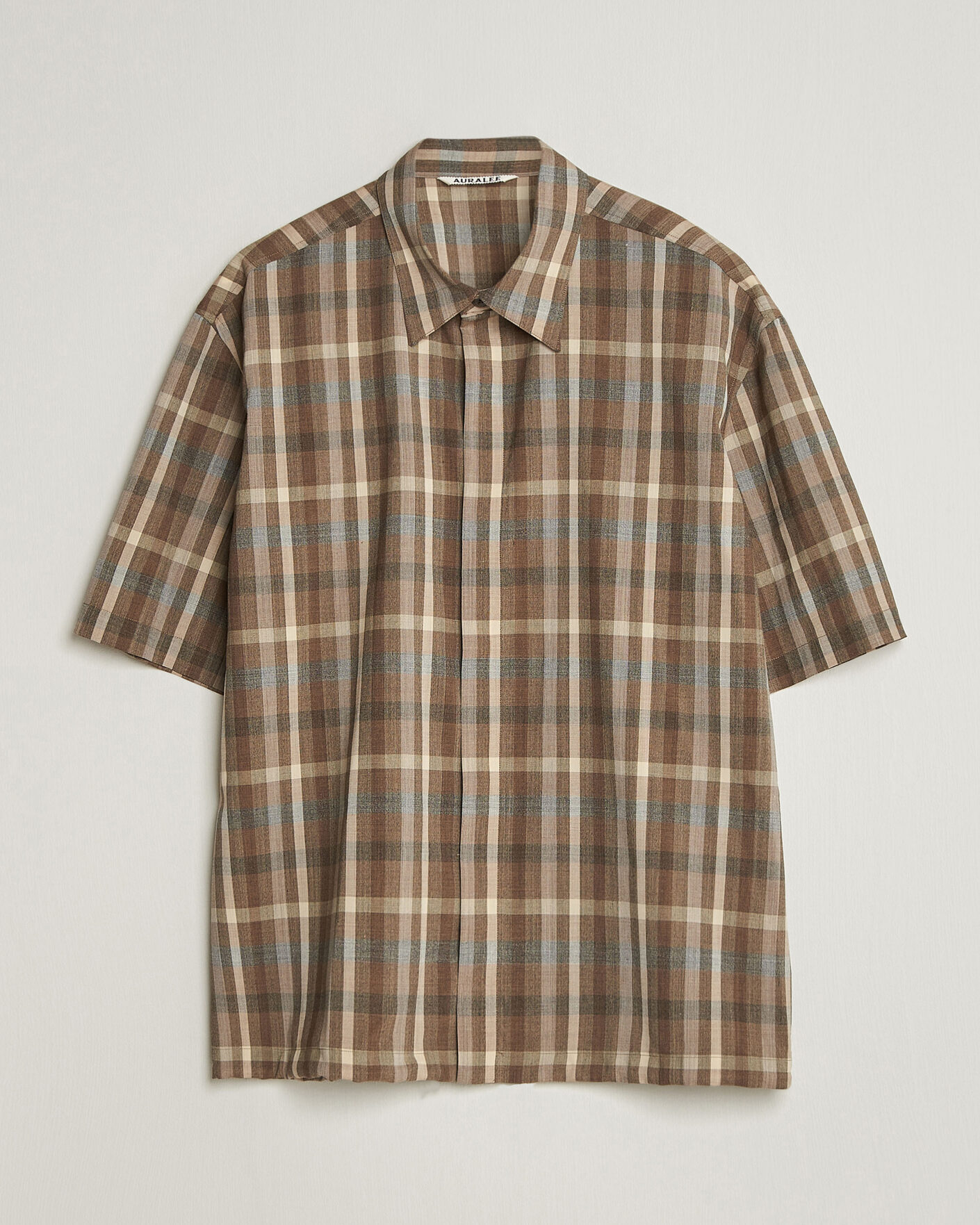 Hombres | Camisas | Auralee | Tropical Wool Half Sleeve Shirt Brown Check