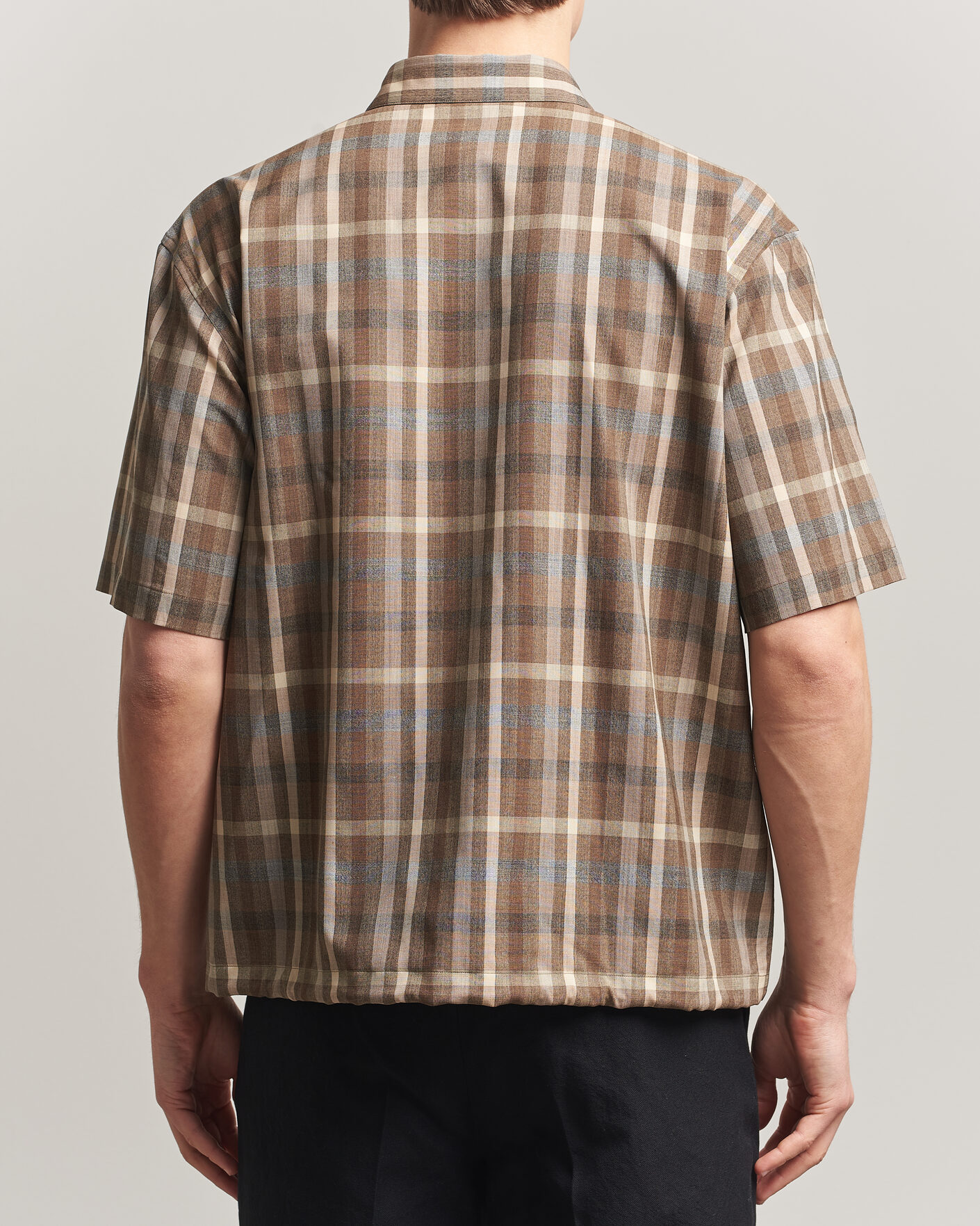 Hombres | Camisas | Auralee | Tropical Wool Half Sleeve Shirt Brown Check