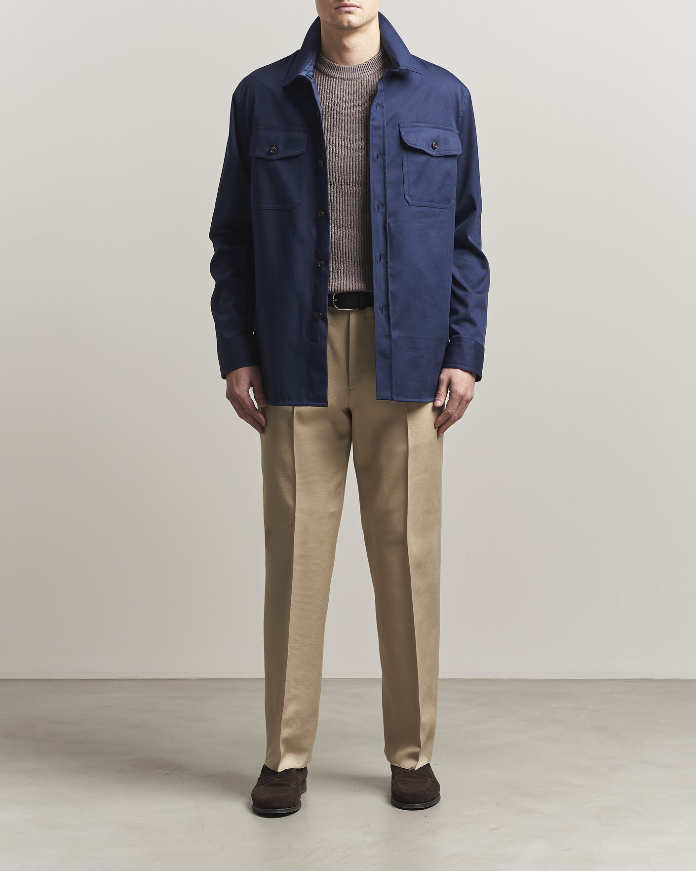 Hombres | Camisas | Caruso | Twill Cotton Overshirt Navy