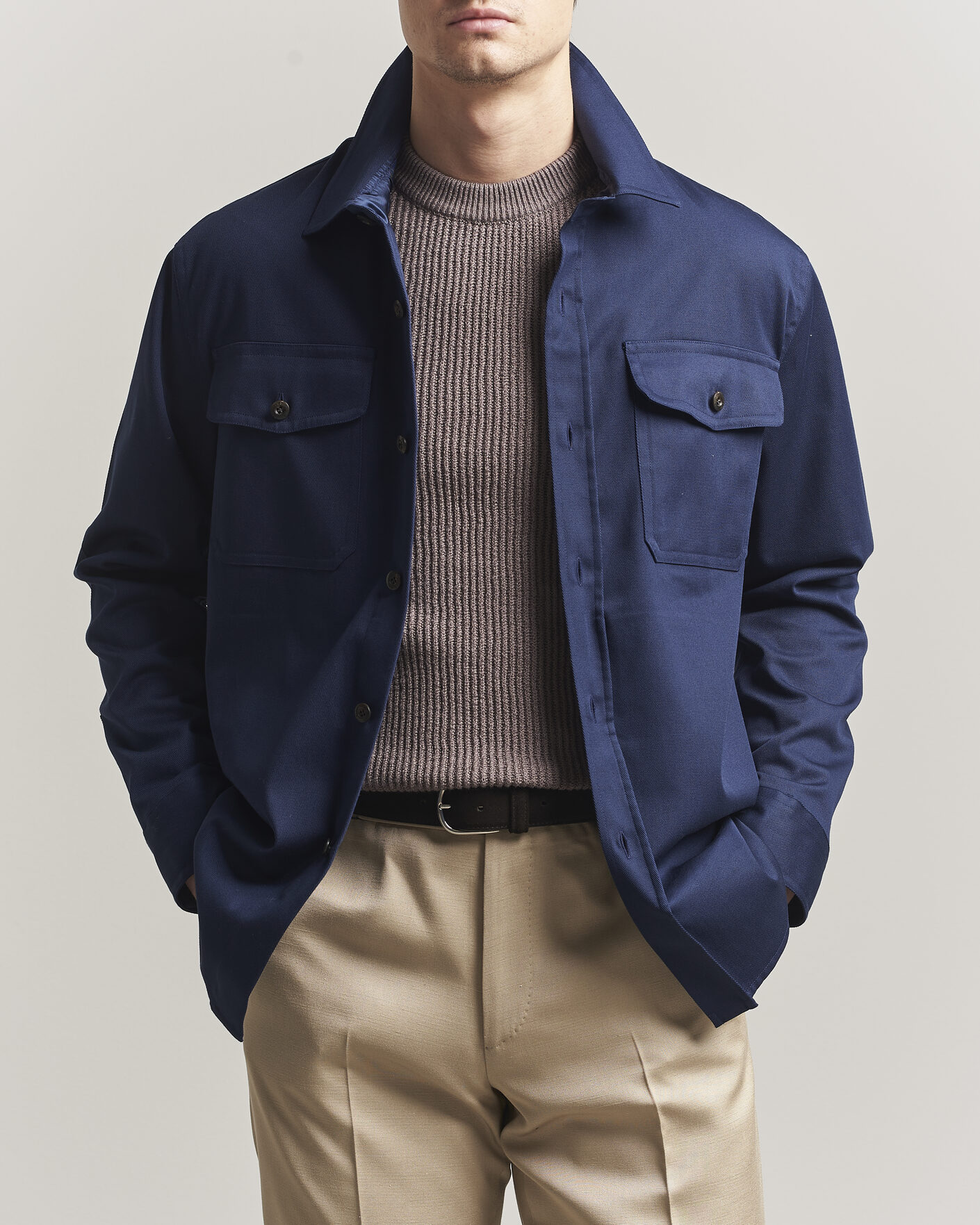 Hombres | Camisas | Caruso | Twill Cotton Overshirt Navy