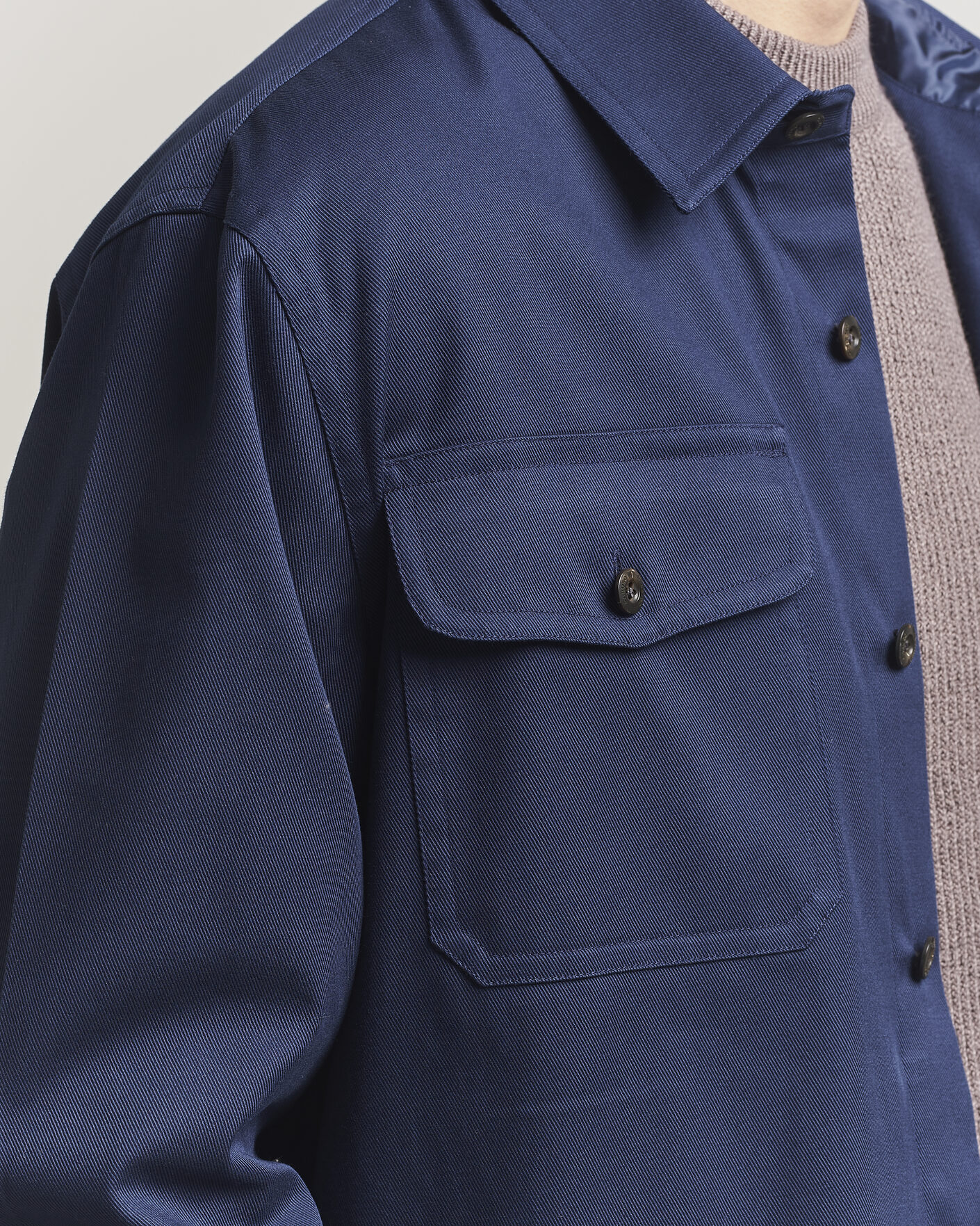 Hombres | Camisas | Caruso | Twill Cotton Overshirt Navy