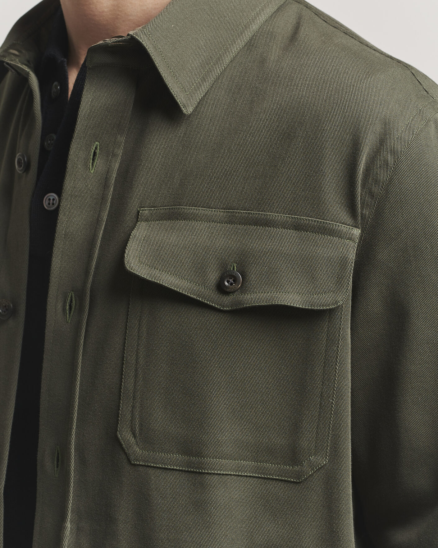 Hombres | Camisas | Caruso | Twill Cotton Overshirt Dark Green