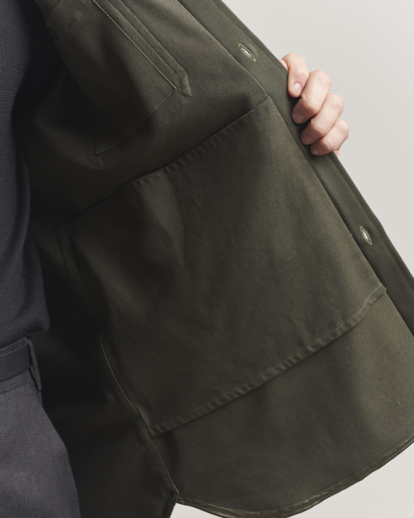 Hombres | Camisas | Caruso | Twill Cotton Overshirt Dark Green