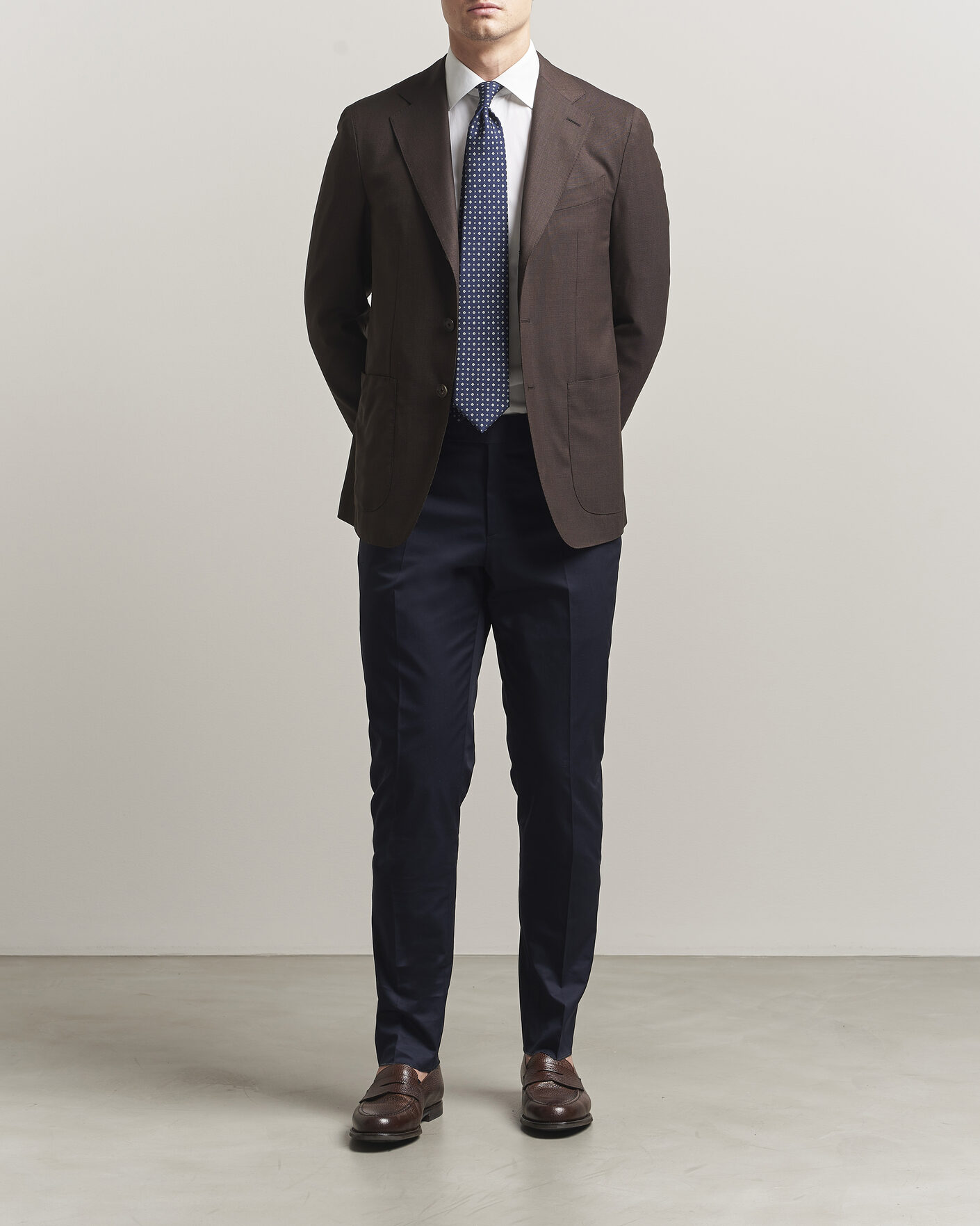 Hombres | Blazers | Caruso | Aida Wool Hopsack Blazer Dark Brown