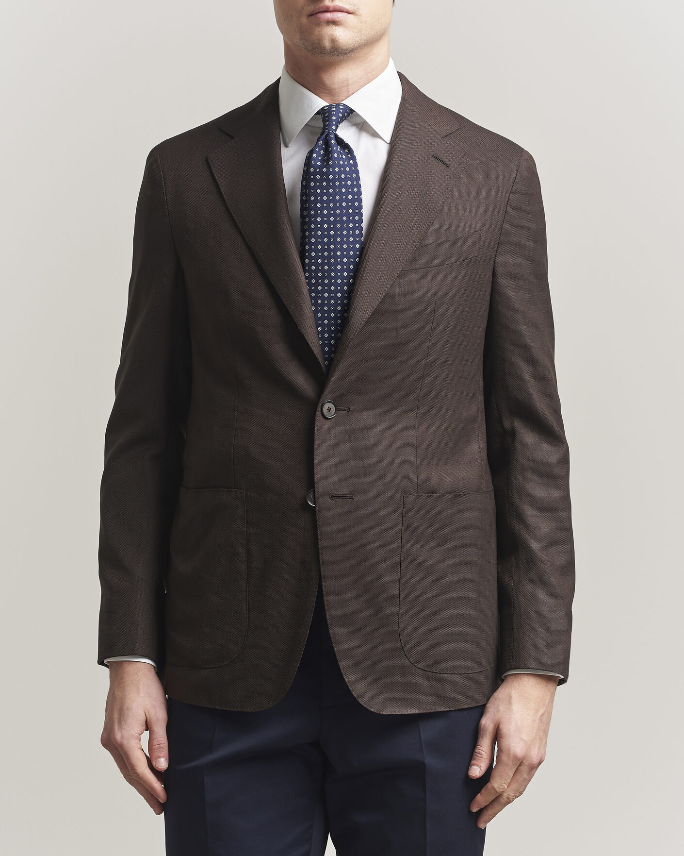 Hombres | Blazers | Caruso | Aida Wool Hopsack Blazer Dark Brown