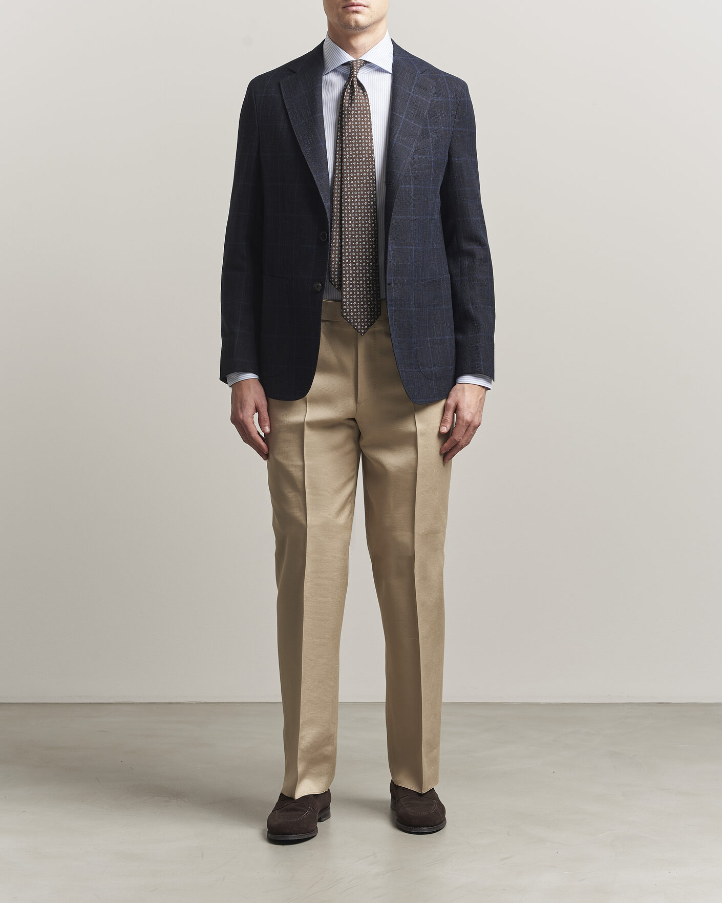 Hombres | Blazers | Caruso | Aida Wool Hopsack Blazer Navy Check