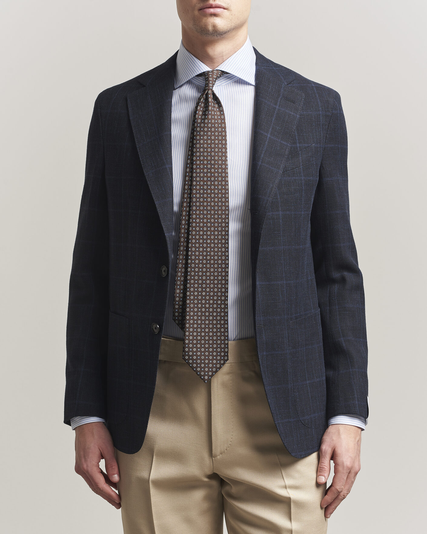 Hombres | Blazers | Caruso | Aida Wool Hopsack Blazer Navy Check