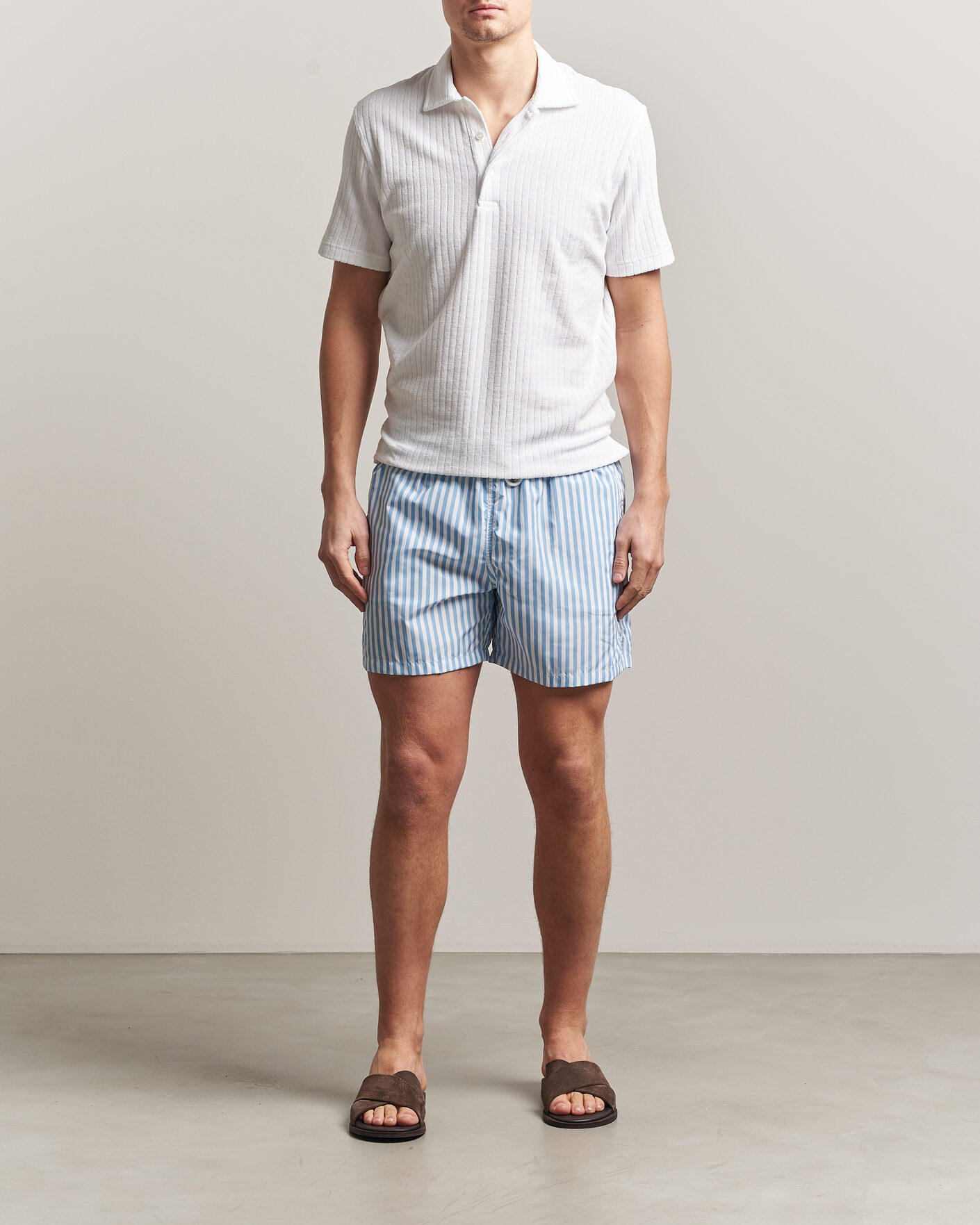 Hombres | Bañadores | Fedeli | Madeira Swim Trunk Wide Blue Stripes