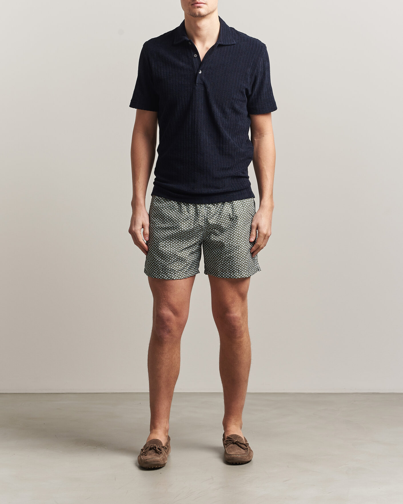 Hombres | Bañadores | Fedeli | Madeira Swim Trunk Green Flowers