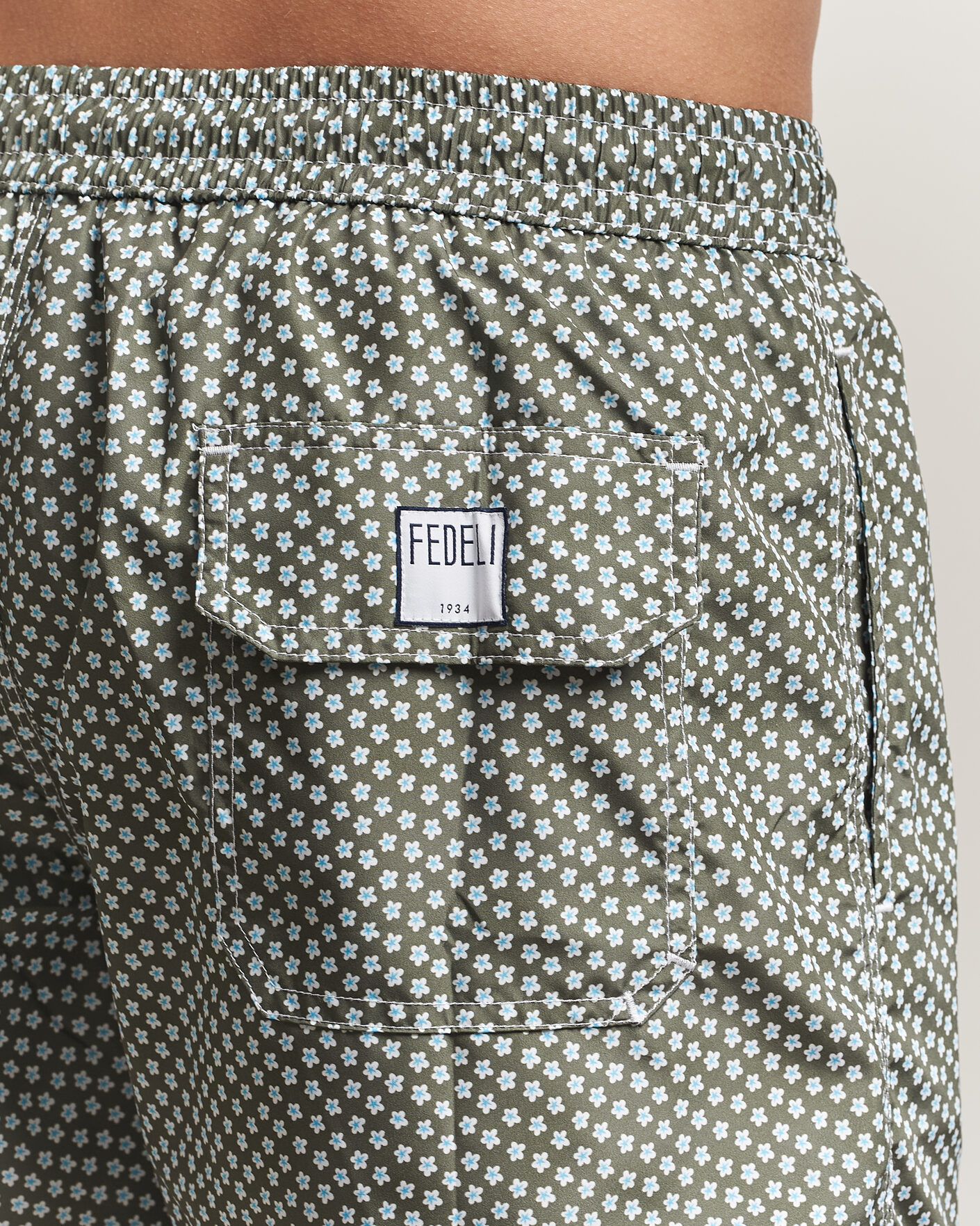 Hombres | Bañadores | Fedeli | Madeira Swim Trunk Green Flowers