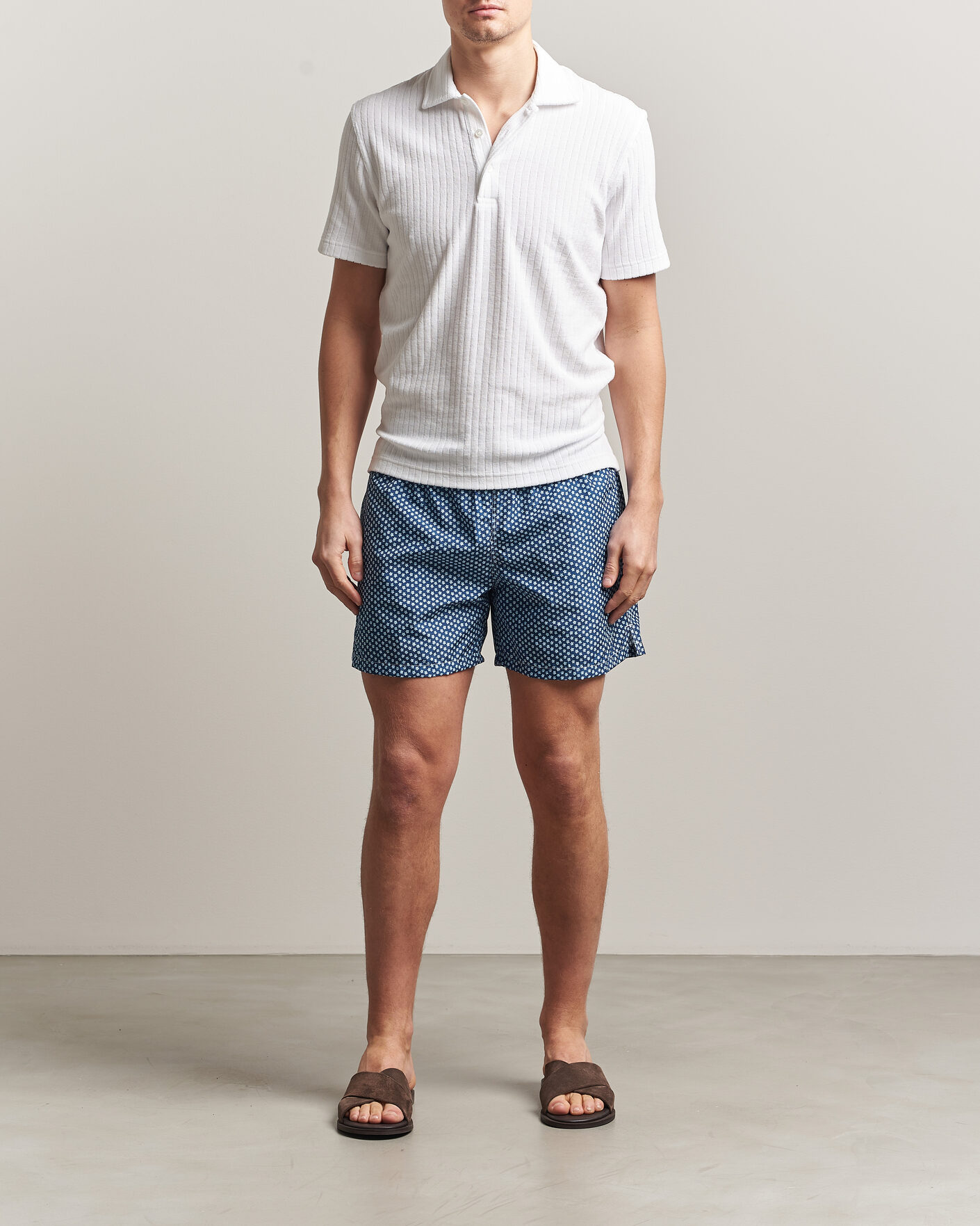 Hombres | Bañadores | Fedeli | Madeira Swim Trunk Blue Flowers