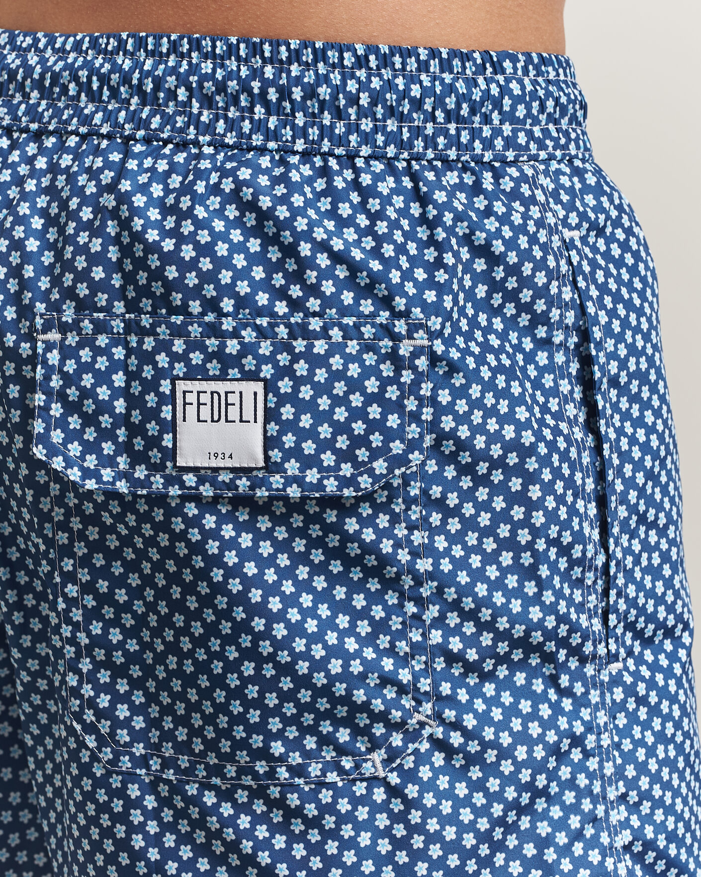 Hombres | Bañadores | Fedeli | Madeira Swim Trunk Blue Flowers