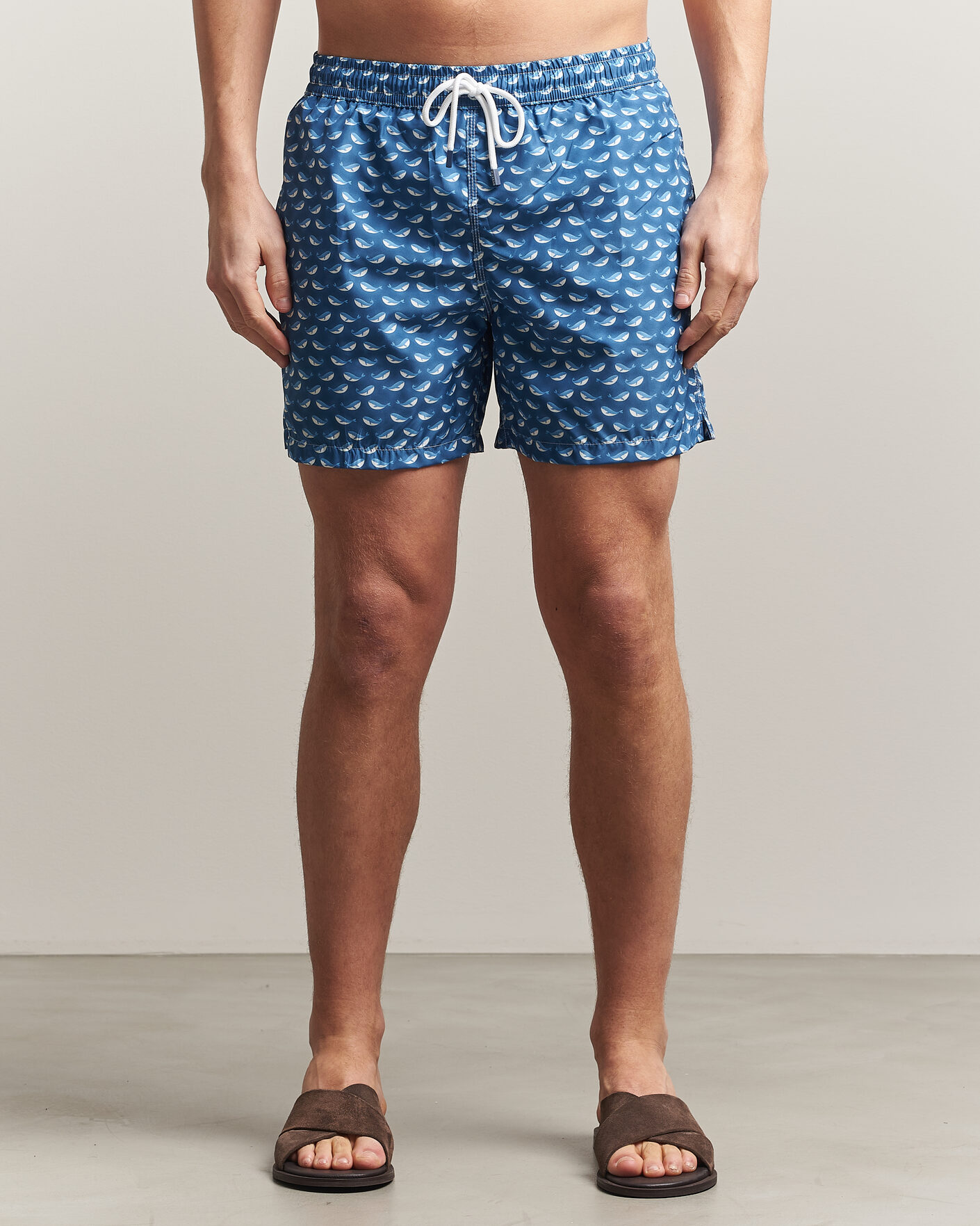 Hombres | Bañadores | Fedeli | Madeira Swim Trunk Blue Whales