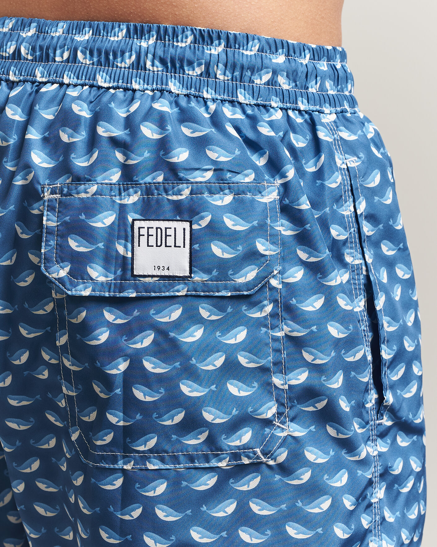 Hombres | Bañadores | Fedeli | Madeira Swim Trunk Blue Whales