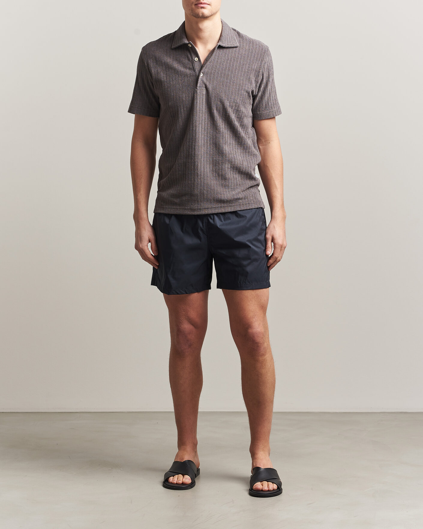 Hombres | Polos | Fedeli | Rib Terry Polo Taupe