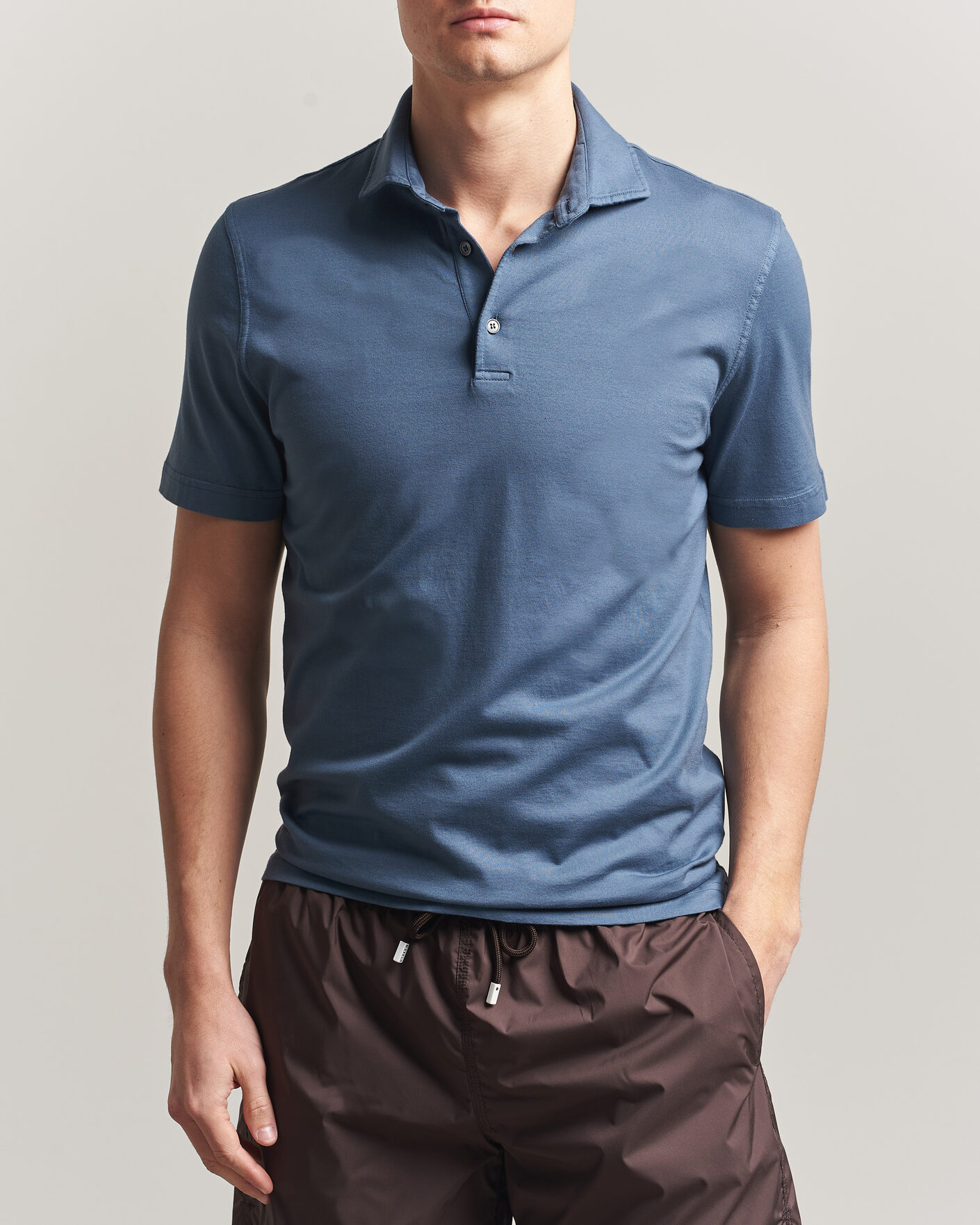 Hombres | Polos | Fedeli | Zero Organic Cotton Polo Steel Blue