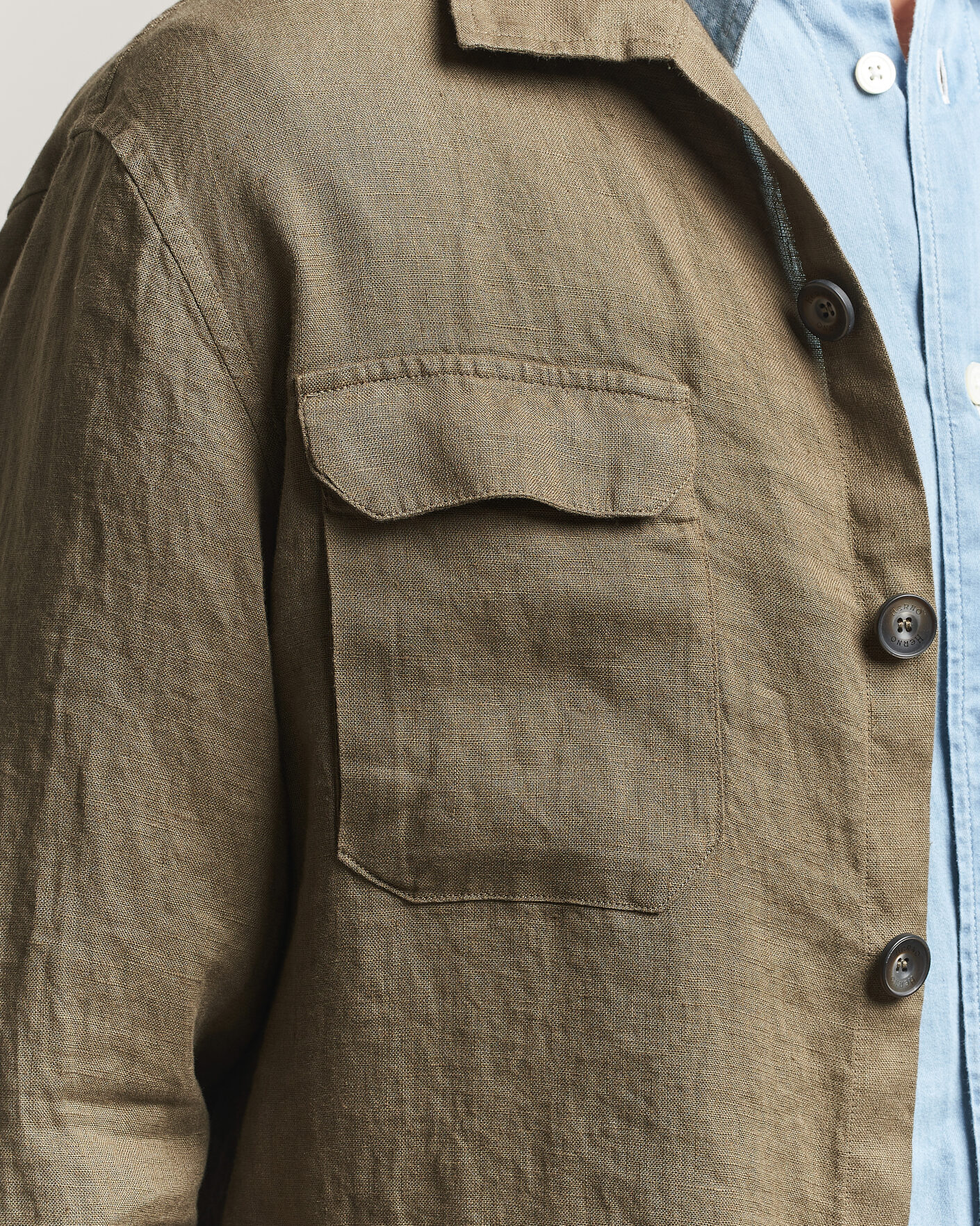 Hombres | Abrigos y chaquetas | Herno | Linen Safari Jacket Military