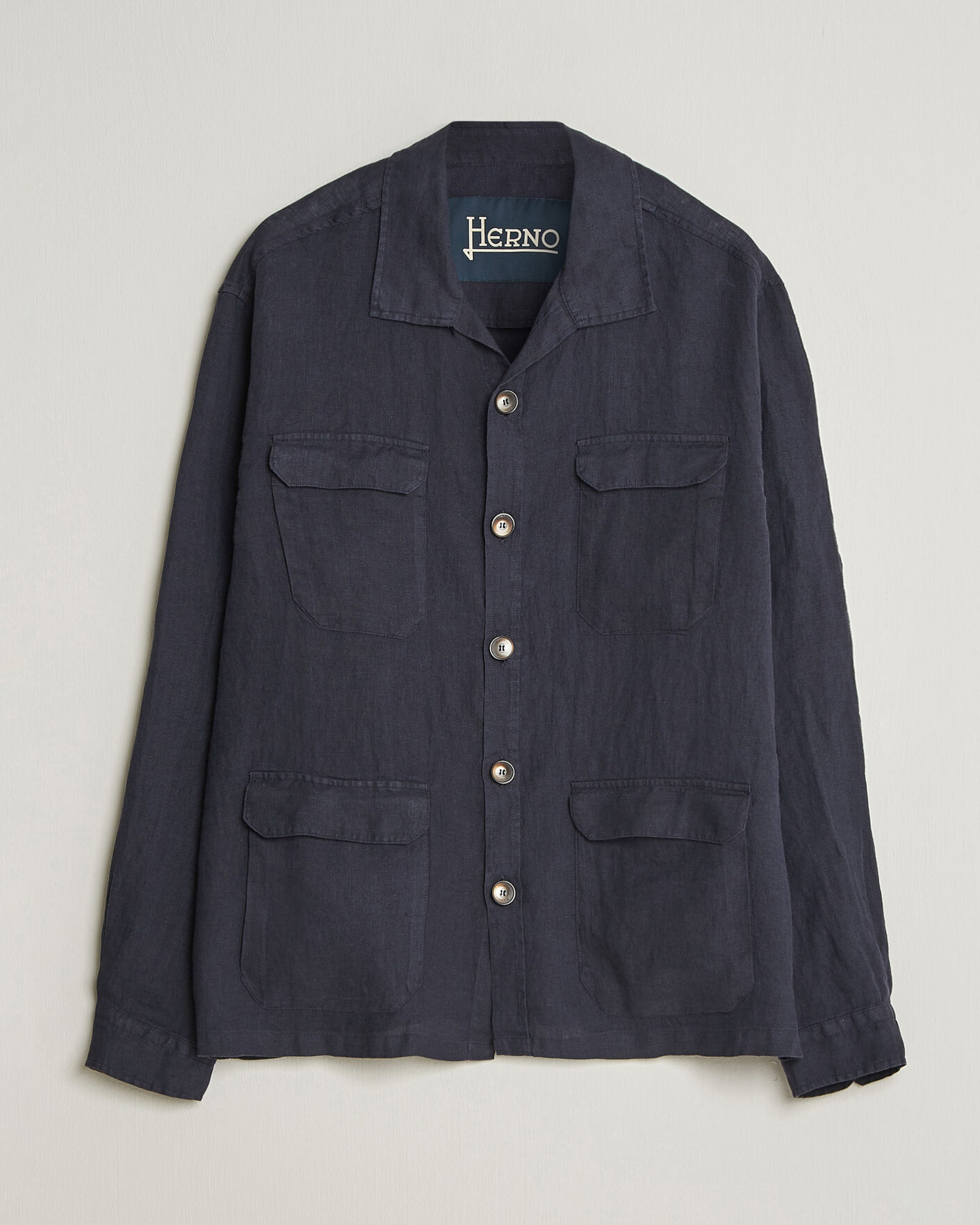 Hombres | Abrigos y chaquetas | Herno | Linen Safari Jacket Navy