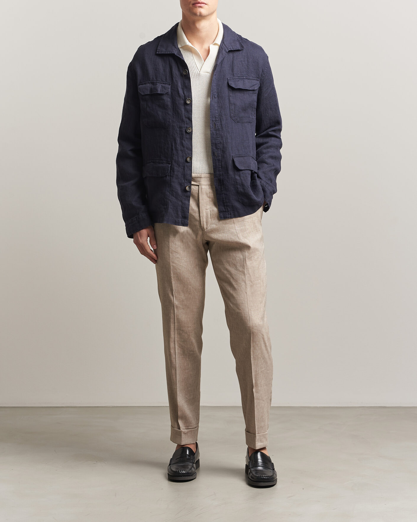 Hombres | Abrigos y chaquetas | Herno | Linen Safari Jacket Navy