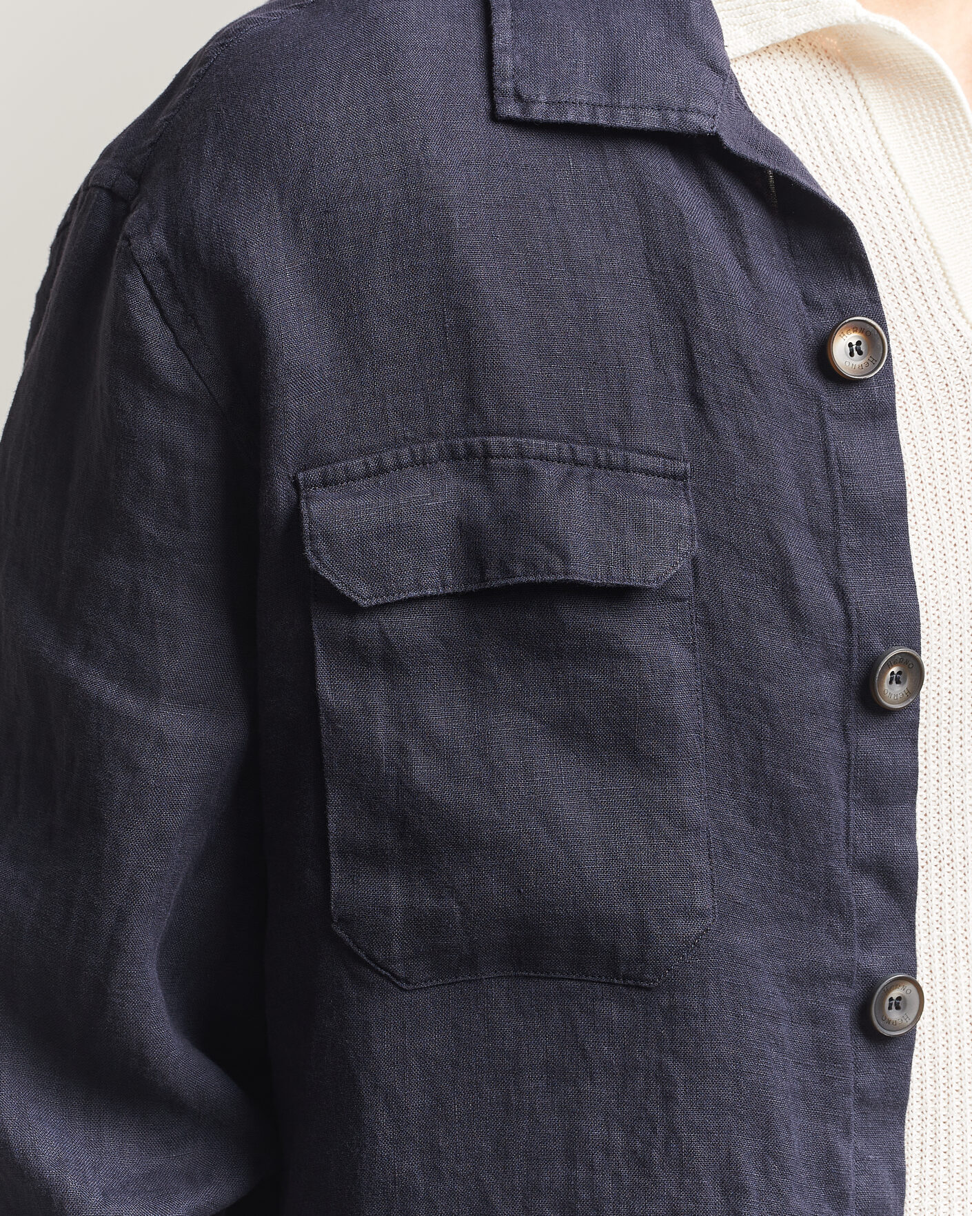 Hombres | Abrigos y chaquetas | Herno | Linen Safari Jacket Navy