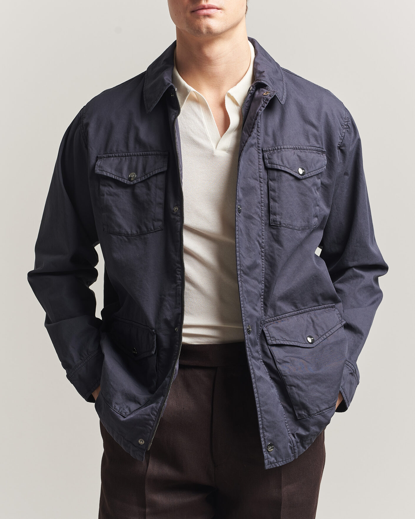 Hombres | Abrigos y chaquetas | Herno | Washed Cotton Field Jacket Navy
