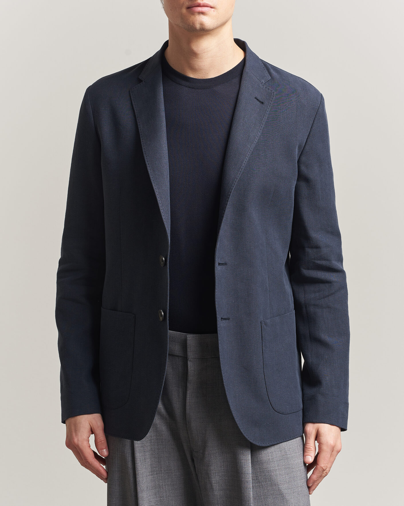 Hombres | Blazers | Herno | Cotton/Linen Blazer Navy