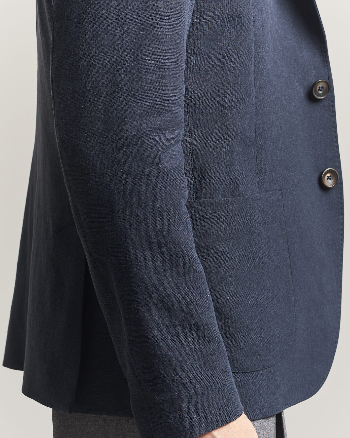 Hombres | Blazers | Herno | Cotton/Linen Blazer Navy