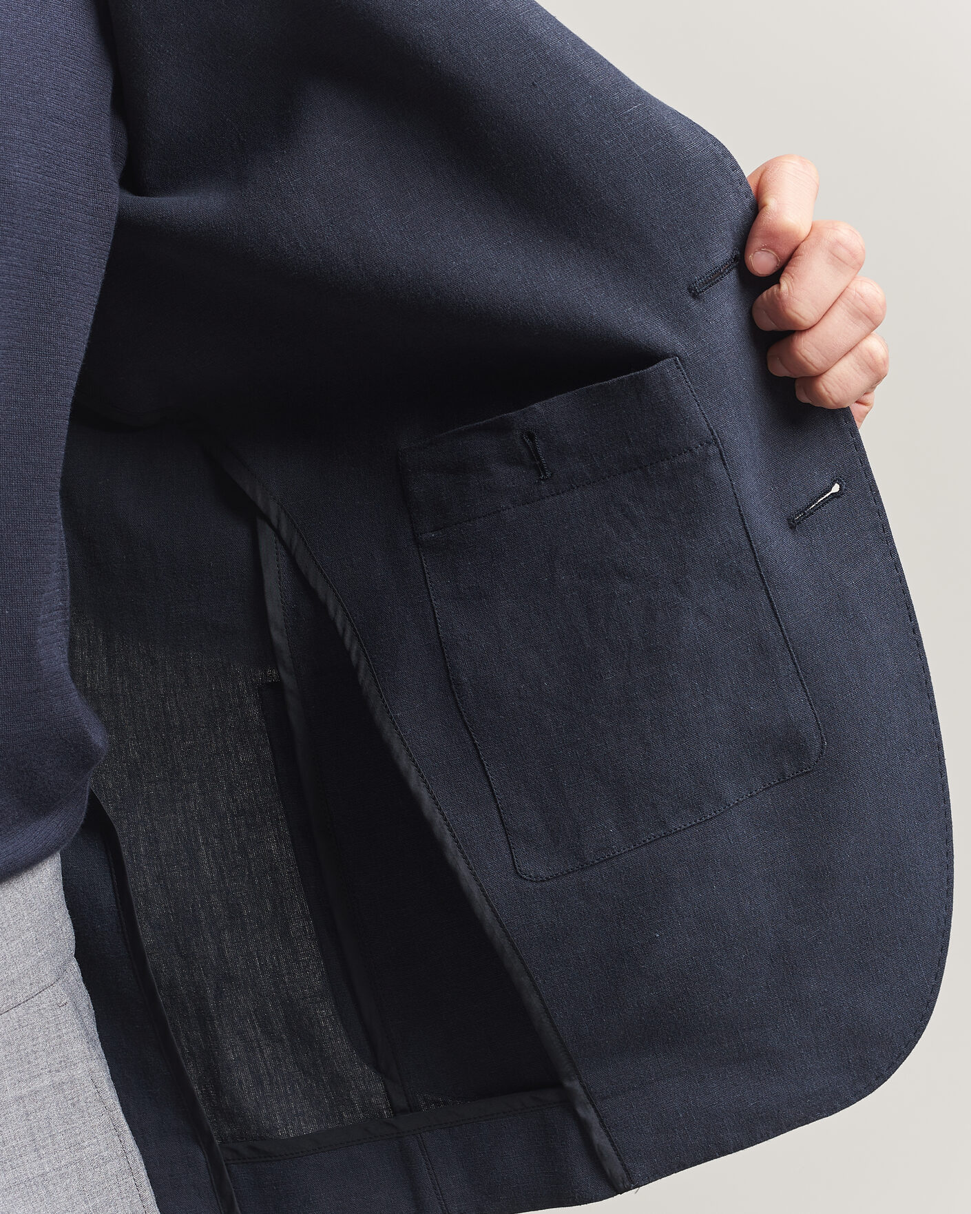 Hombres | Blazers | Herno | Cotton/Linen Blazer Navy