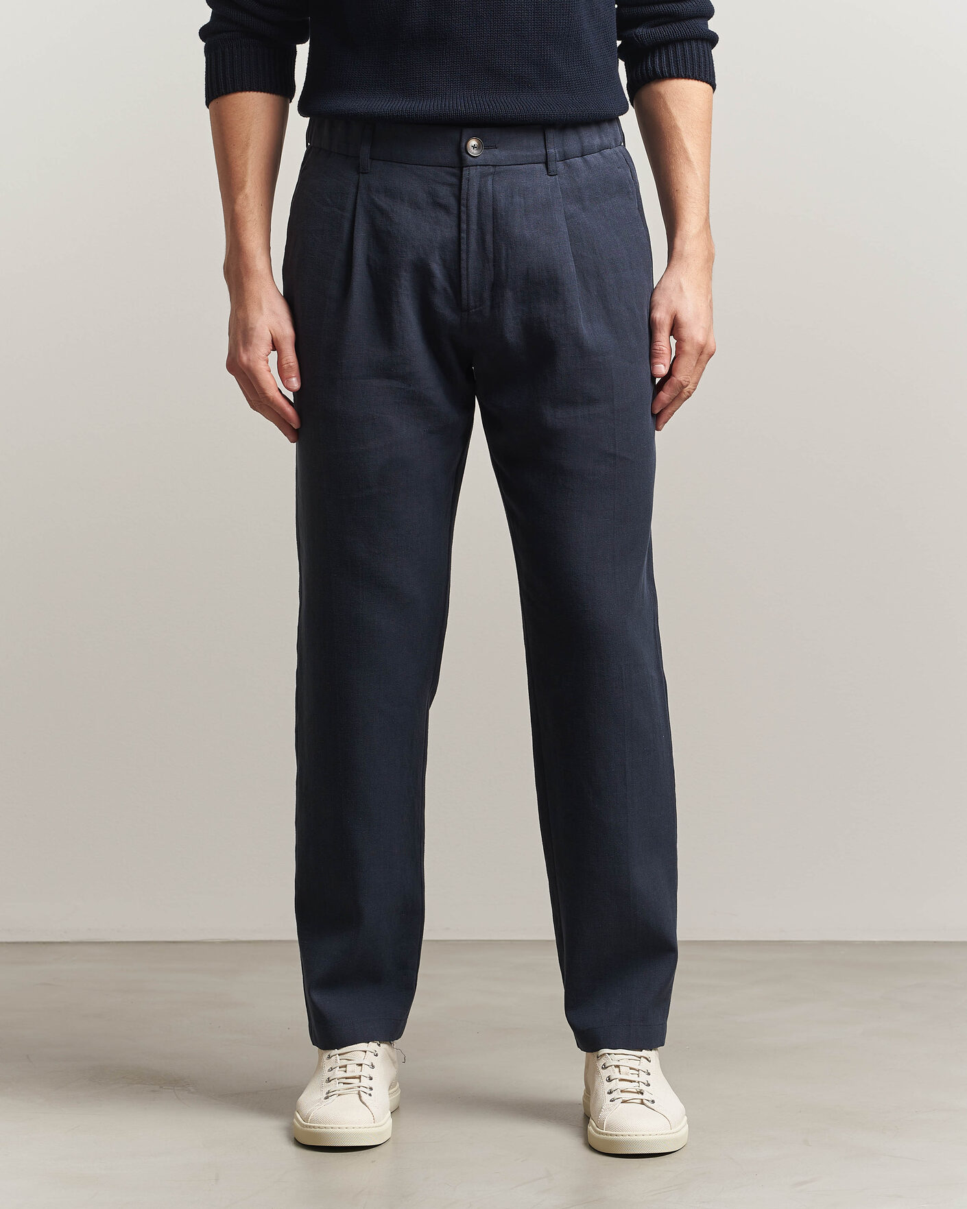 Hombres | Pantalones | Herno | Cotton/Linen Drawstring Pants Navy