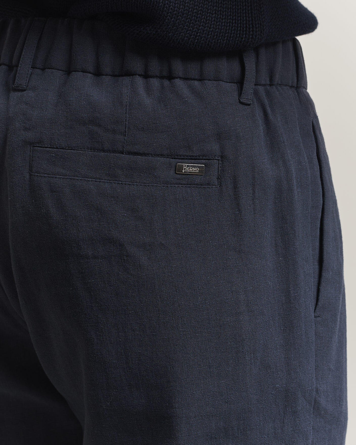 Hombres | Pantalones | Herno | Cotton/Linen Drawstring Pants Navy