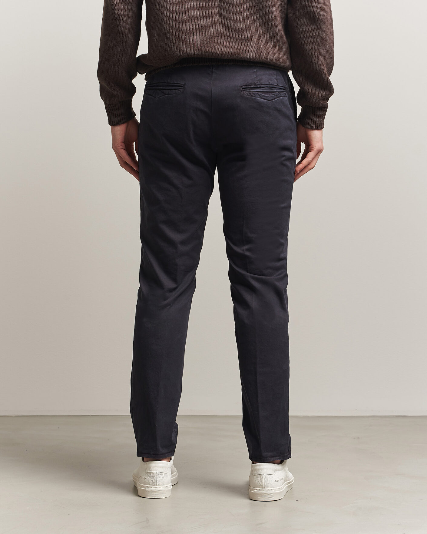 Hombres | Pantalones | Incotex | Slim Fit Garment Dyed Slacks Navy