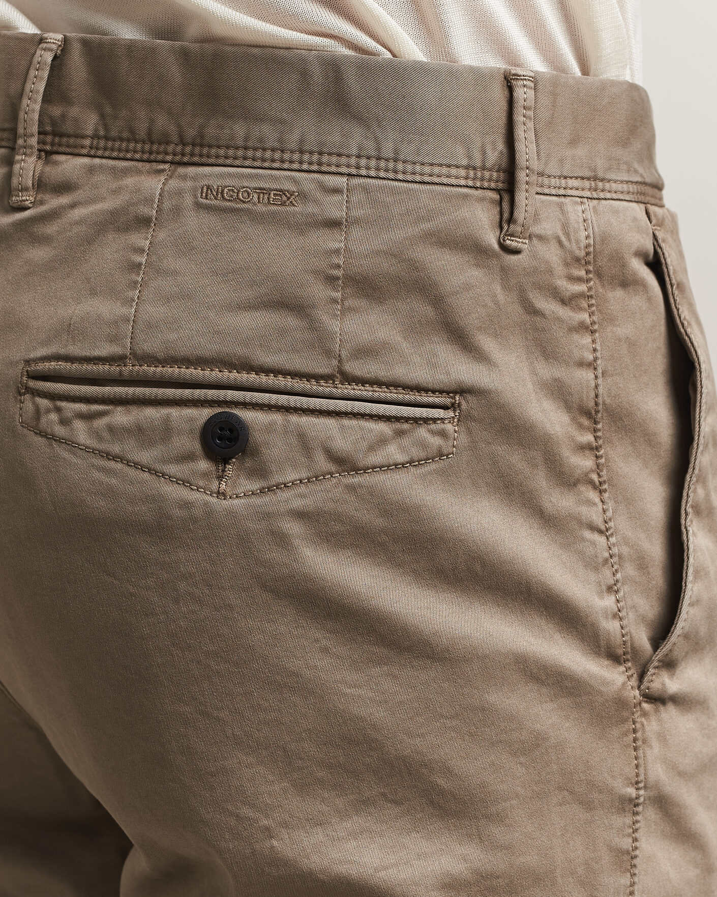 Hombres | Pantalones | Incotex | Regular Fit Garment Dyed Slacks Brown