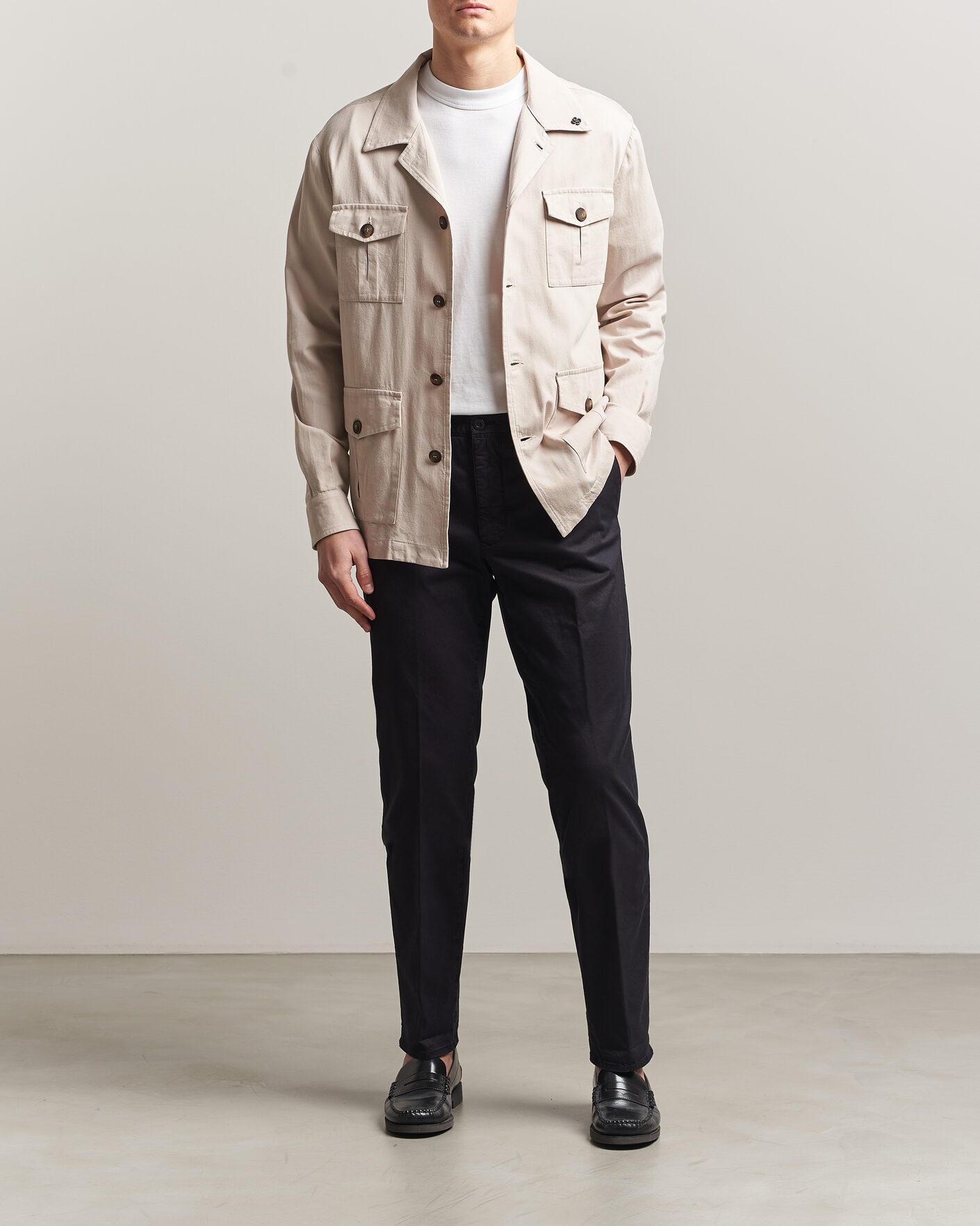 Hombres | Pantalones | Incotex | Regular Fit Garment Dyed Slacks Navy