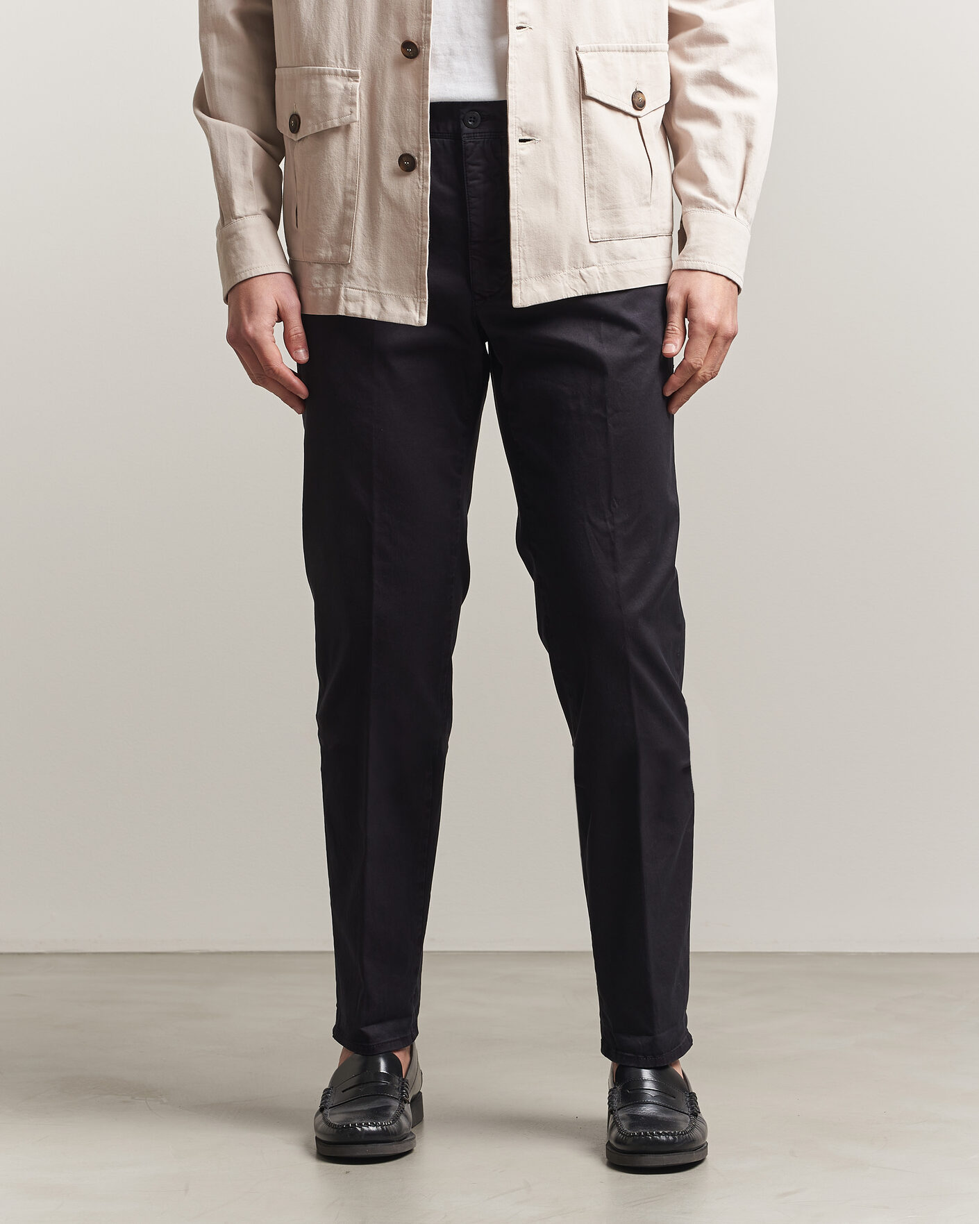 Hombres | Pantalones | Incotex | Regular Fit Garment Dyed Slacks Navy