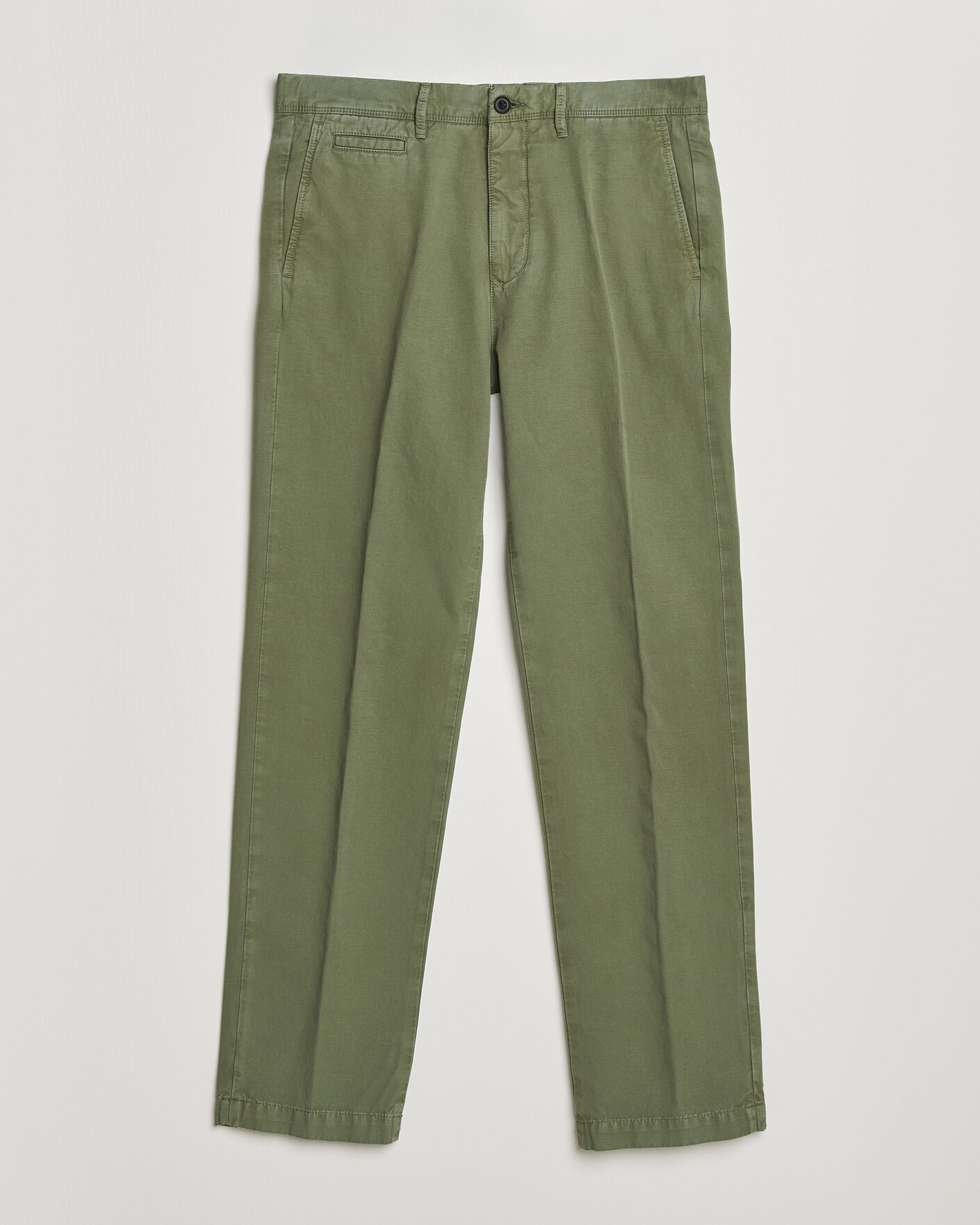 Hombres | Pantalones | Incotex | Regular Fit Cotton/Linen Slacks Military