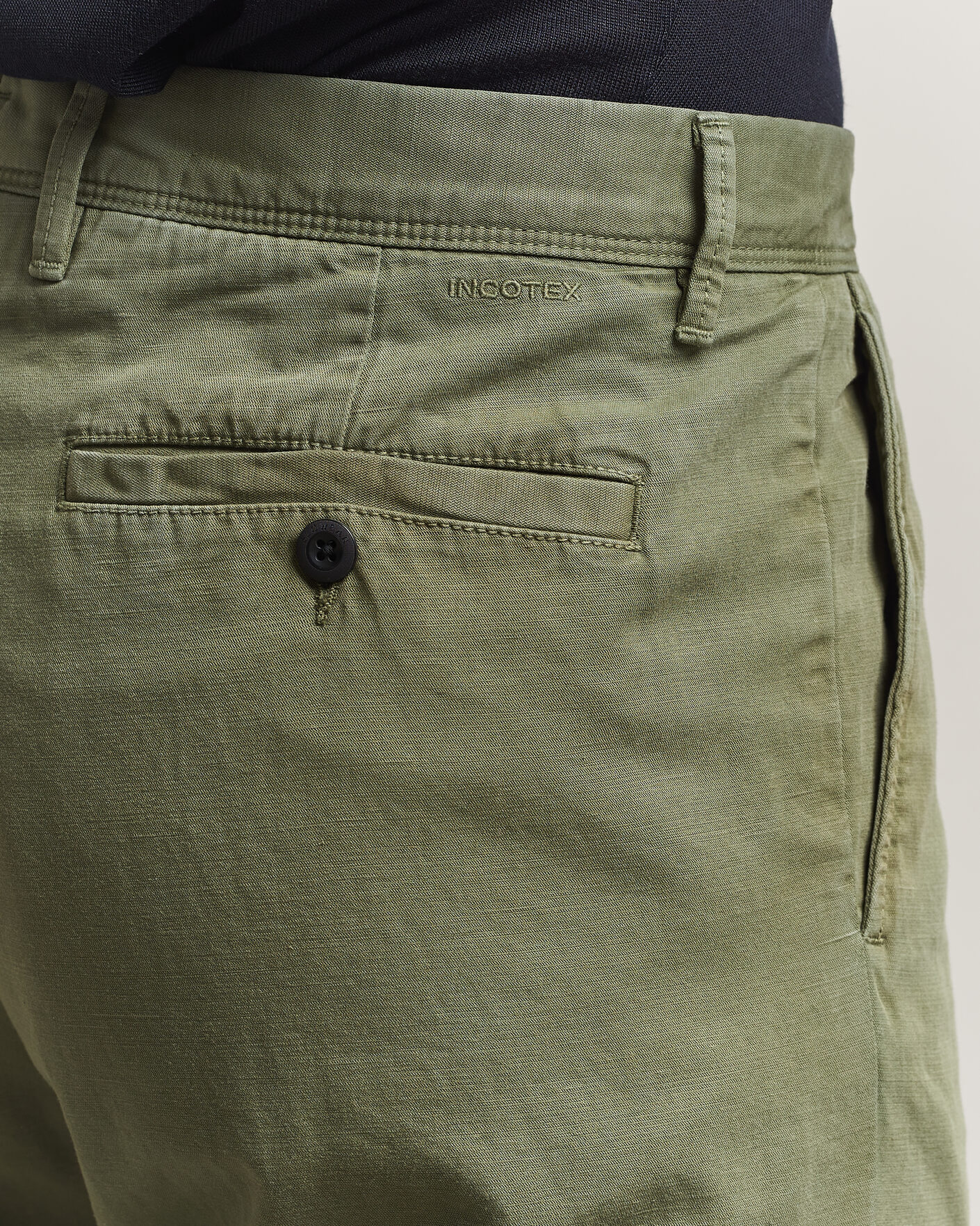 Hombres | Pantalones | Incotex | Regular Fit Cotton/Linen Slacks Military
