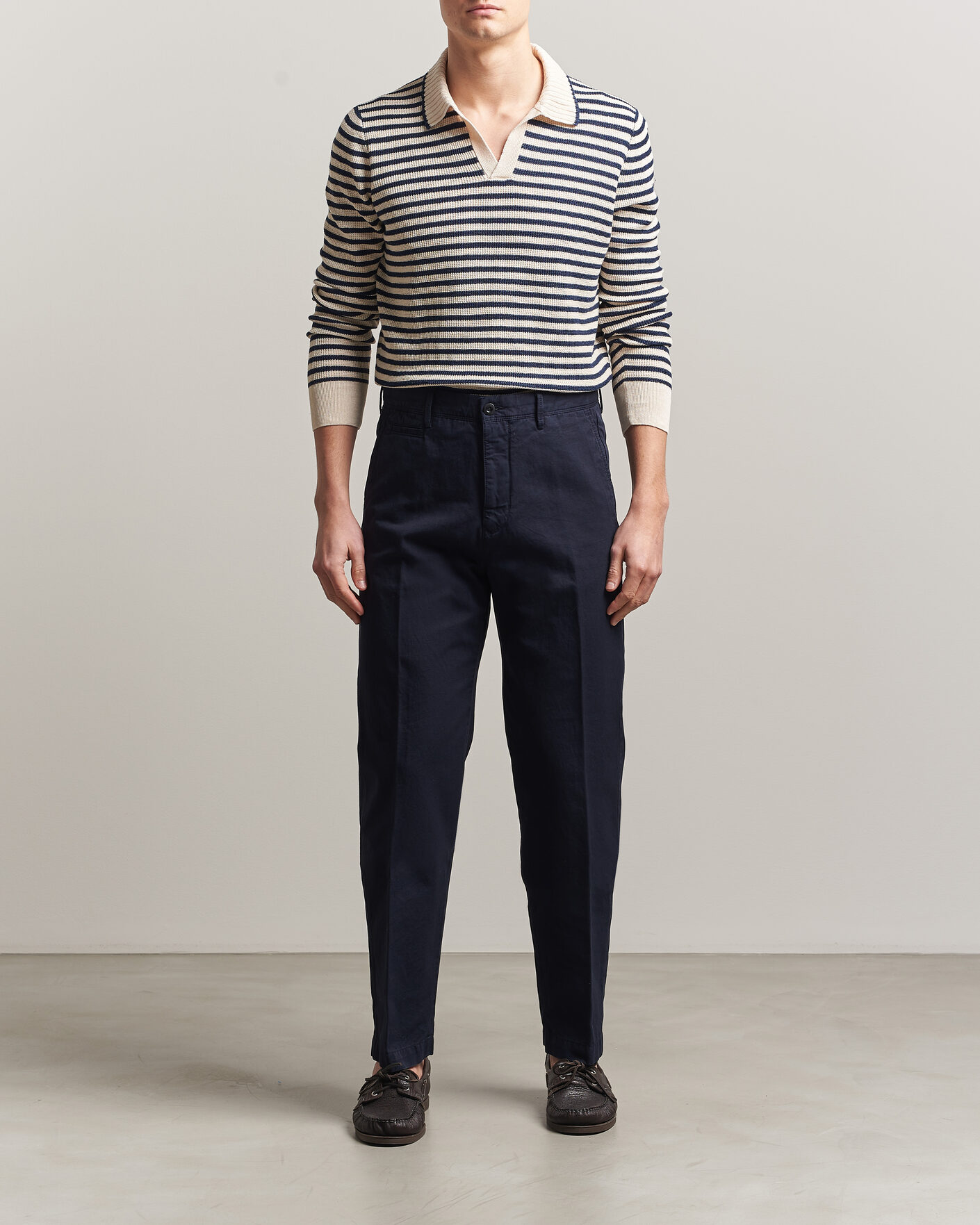 Hombres | Pantalones | Incotex | Regular Fit Cotton/Linen Slacks Navy