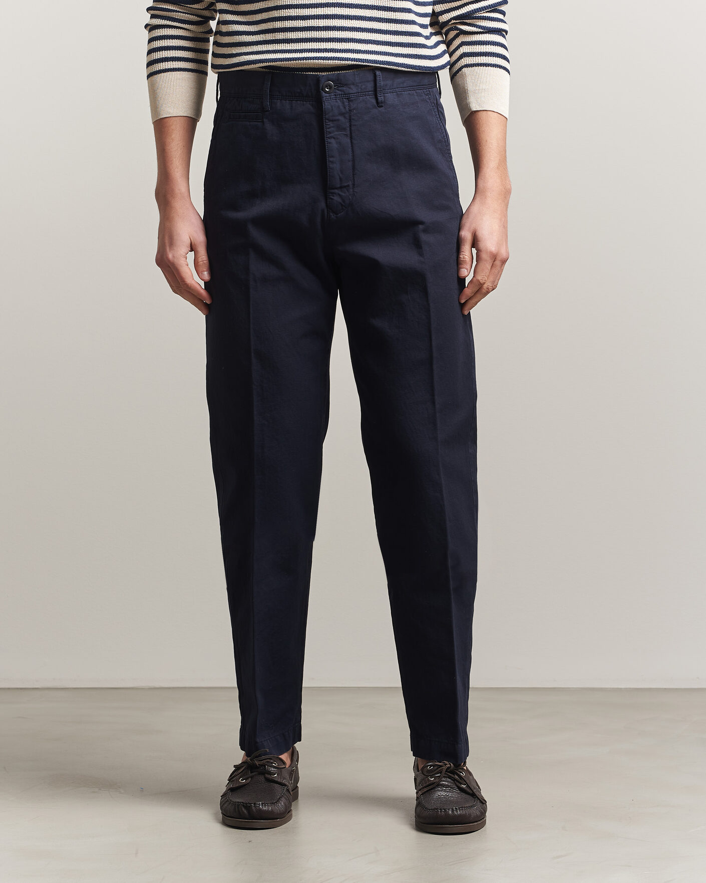 Hombres | Pantalones | Incotex | Regular Fit Cotton/Linen Slacks Navy
