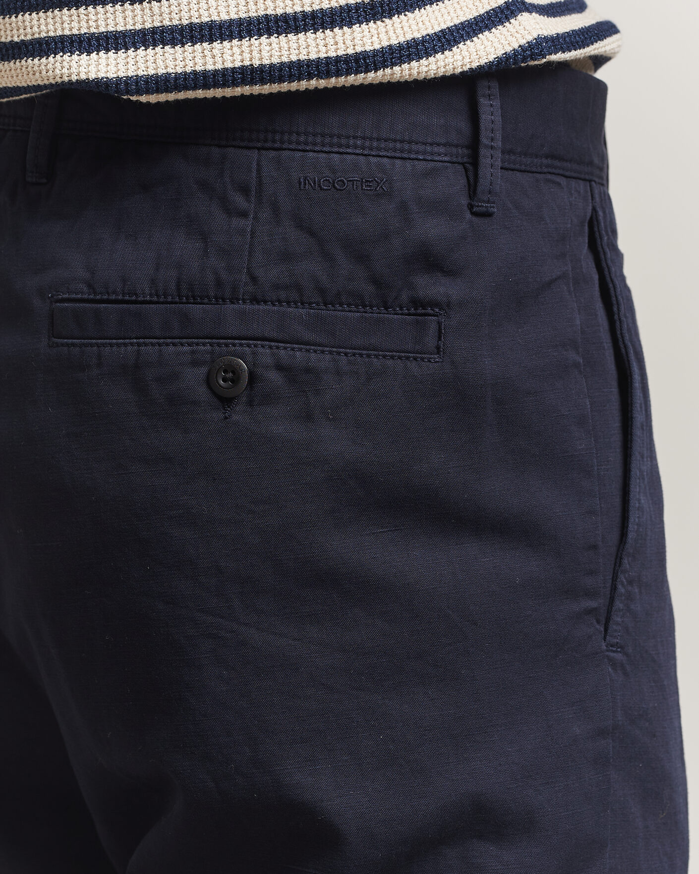 Hombres | Pantalones | Incotex | Regular Fit Cotton/Linen Slacks Navy