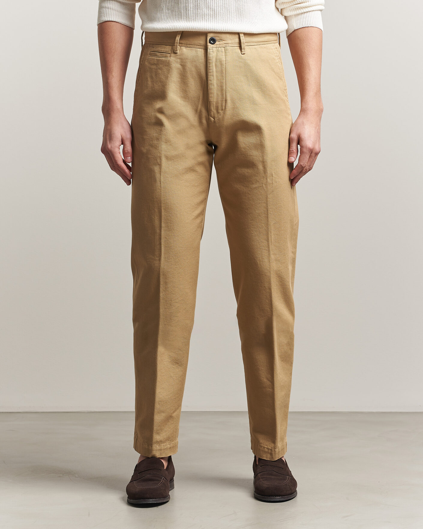Hombres | Pantalones | Incotex | Regular Fit Uniform Cotton Slacks Khaki