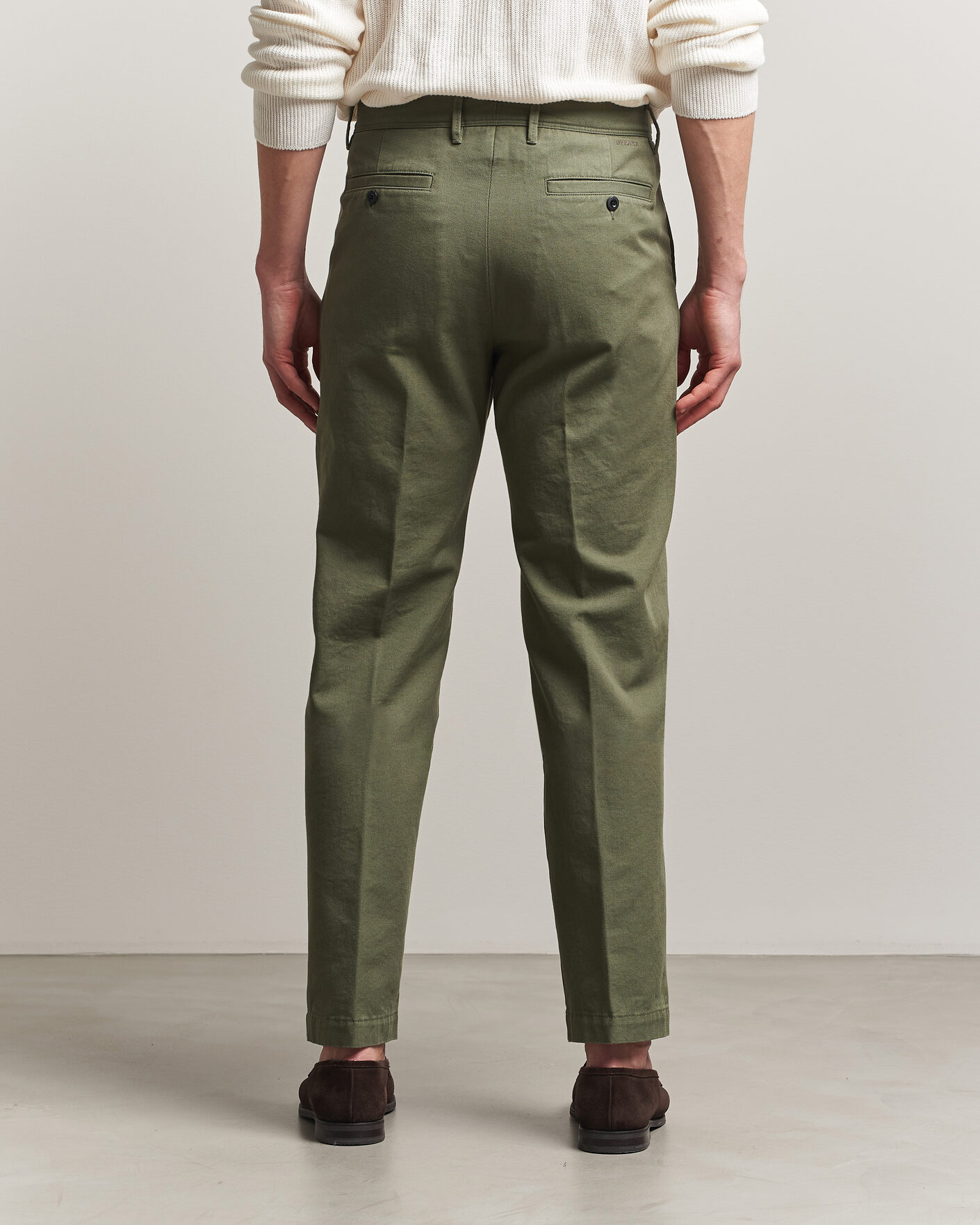 Hombres | Pantalones | Incotex | Regular Fit Uniform Cotton Slacks Military