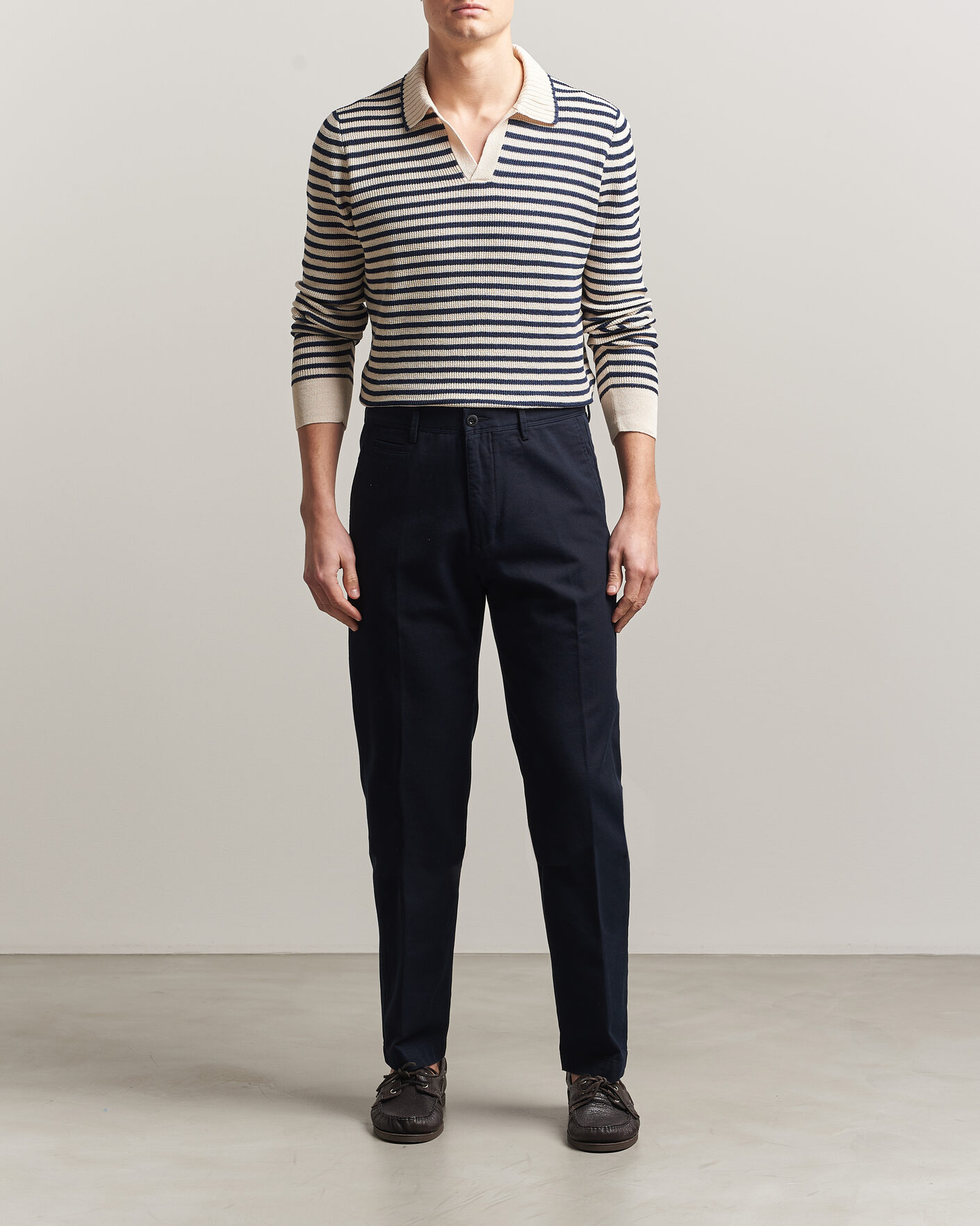 Hombres | Pantalones | Incotex | Regular Fit Uniform Cotton Slacks Navy