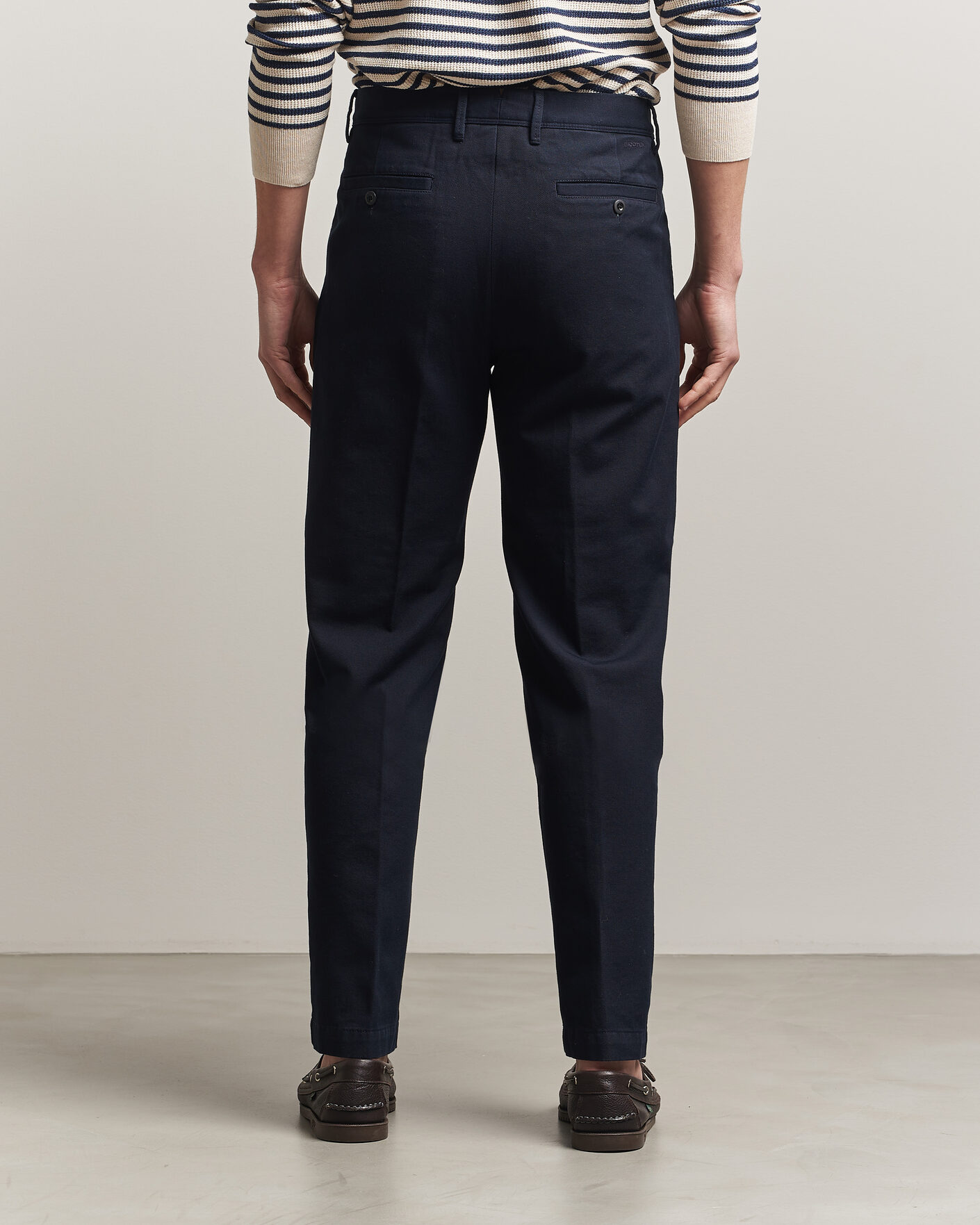 Hombres | Pantalones | Incotex | Regular Fit Uniform Cotton Slacks Navy