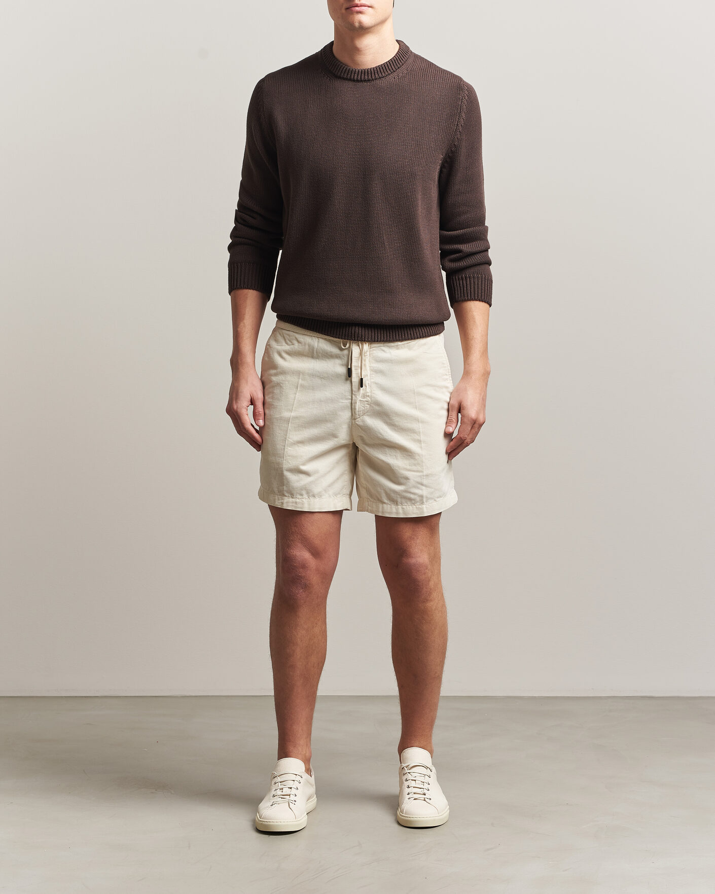 Hombres | Pantalones cortos | Incotex | Baby Corduroy Drawstring Shorts Off White
